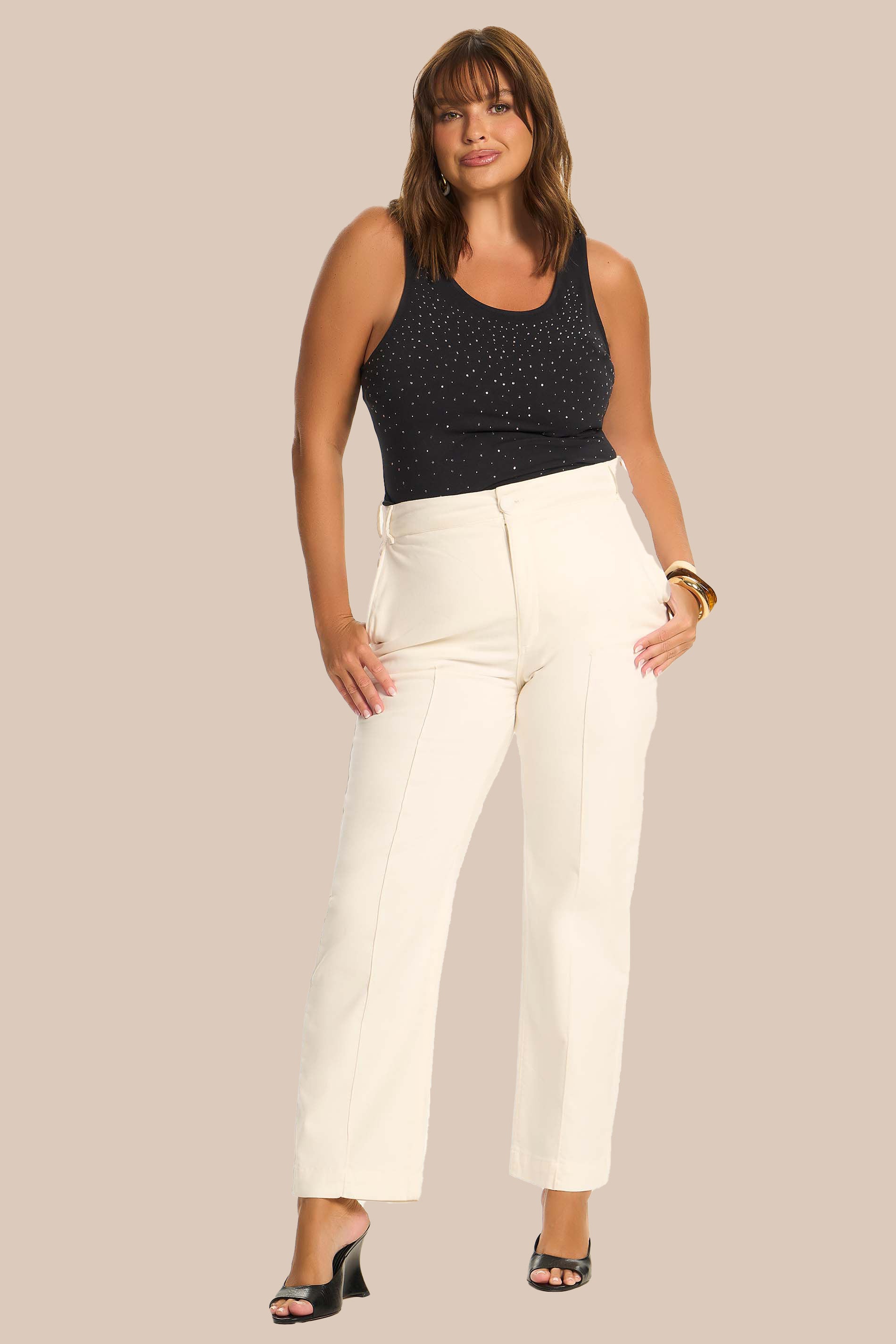Calça Reta Slim Sarja Amarilis - Doce Trama