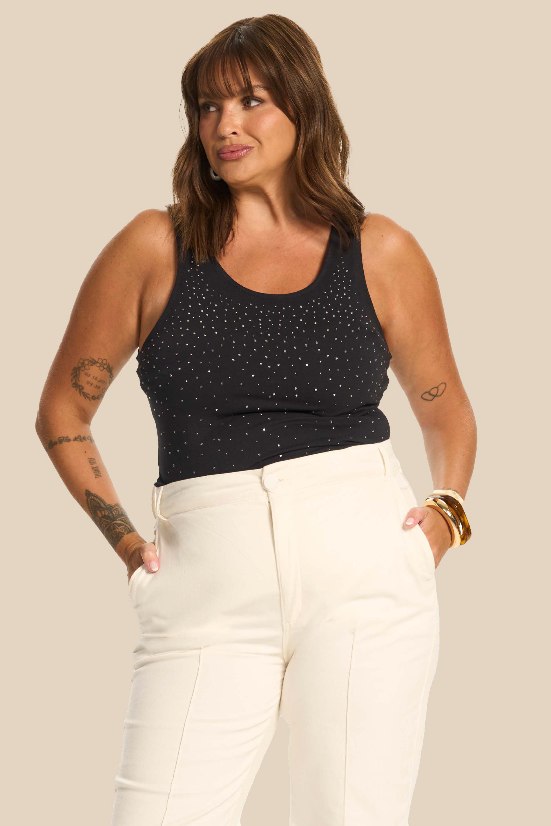Calça Reta Slim Sarja Amarilis - Doce Trama