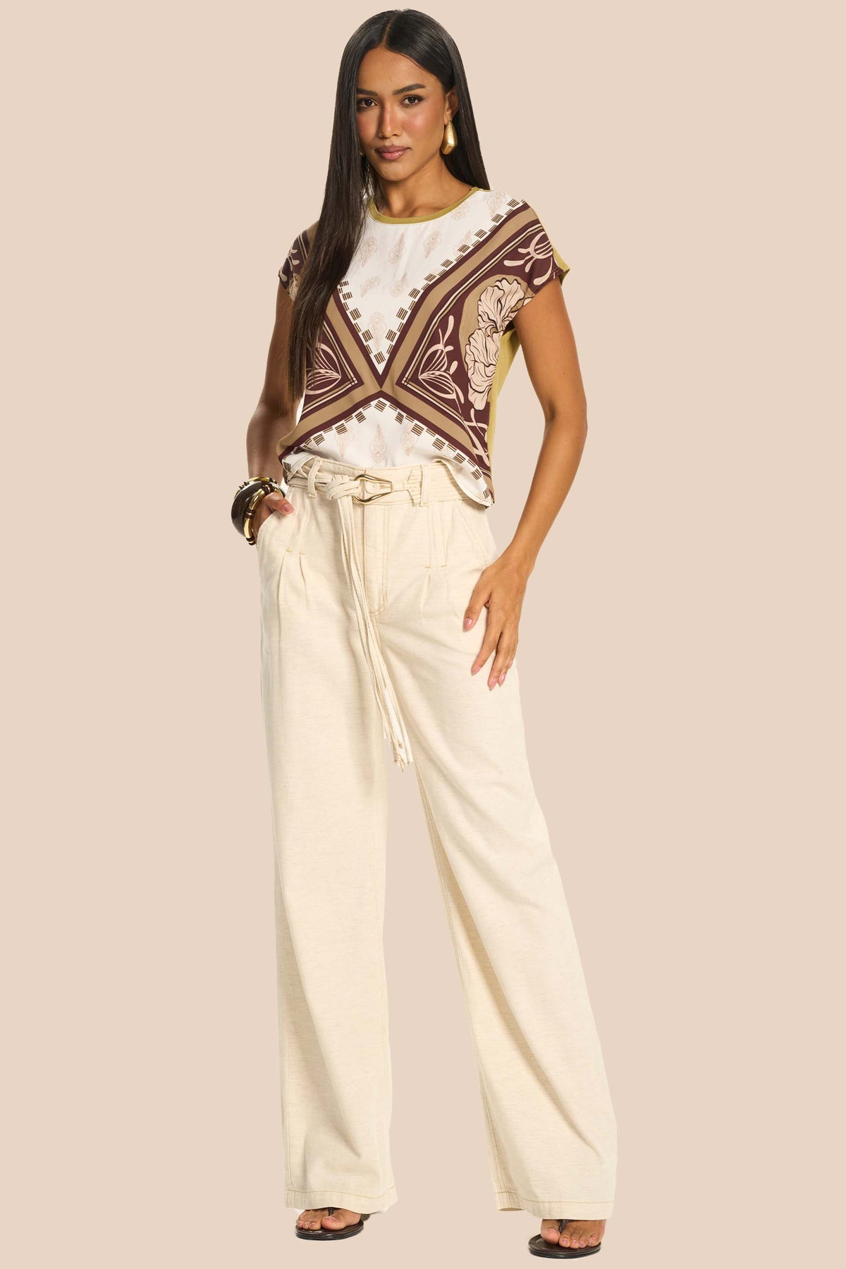 Blusa Reta Viscolinho Estampa Localizada Miragem- Doce Trama
