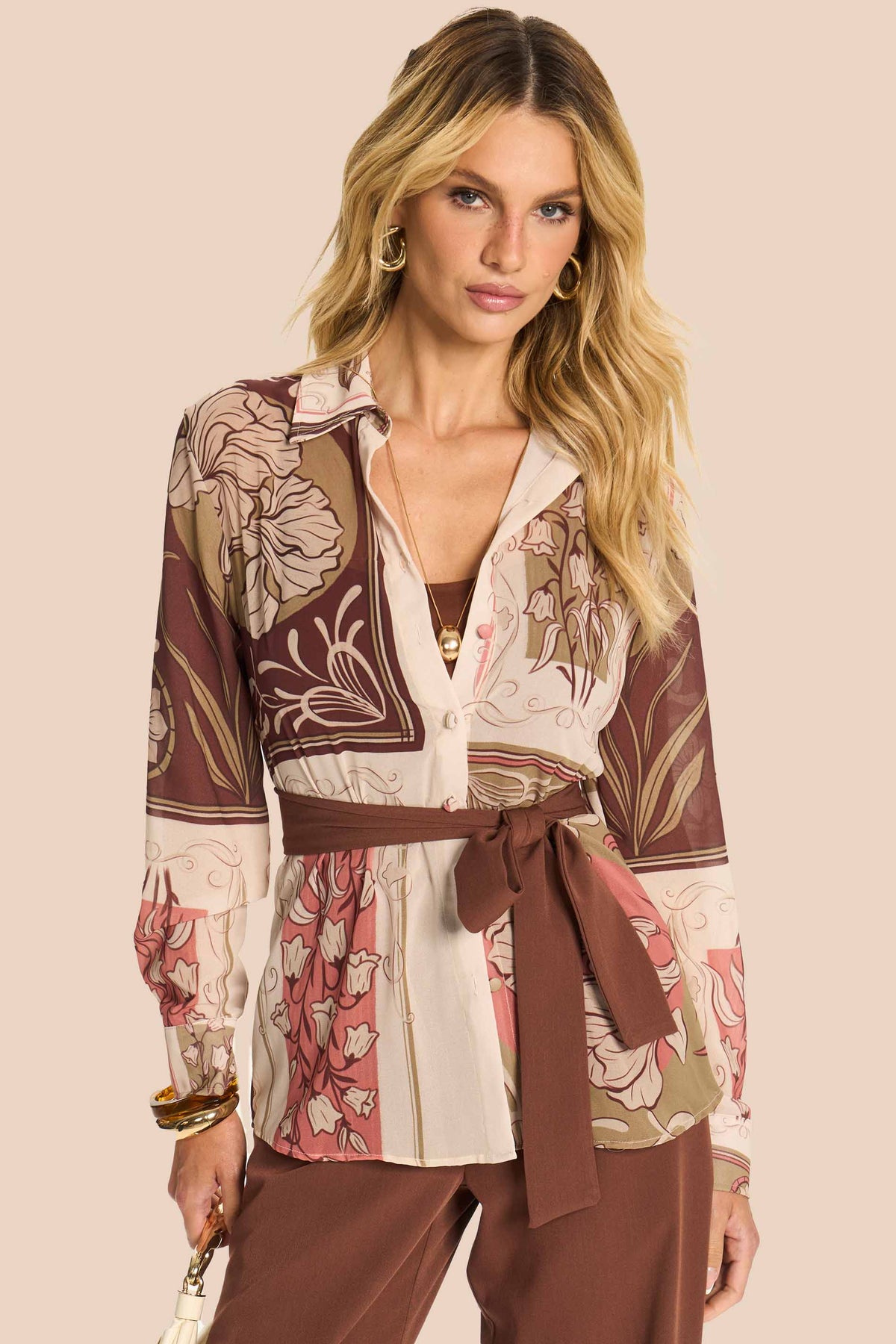 Camisa Manga Longa em Chiffon com Faixa Miragem - Doce Trama