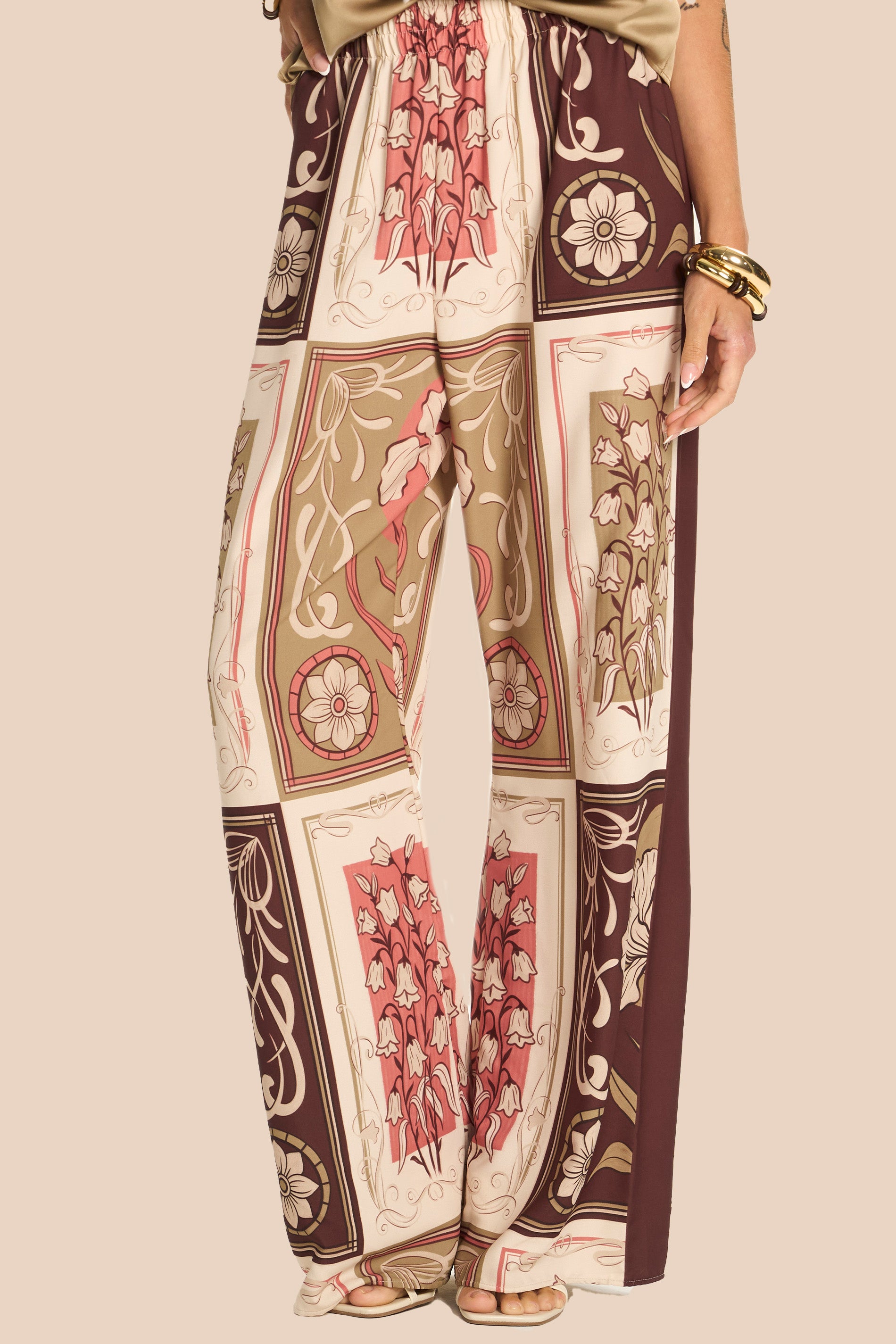 Calça Pantalona Tecido Plano Estampada Miragem - Doce Trama