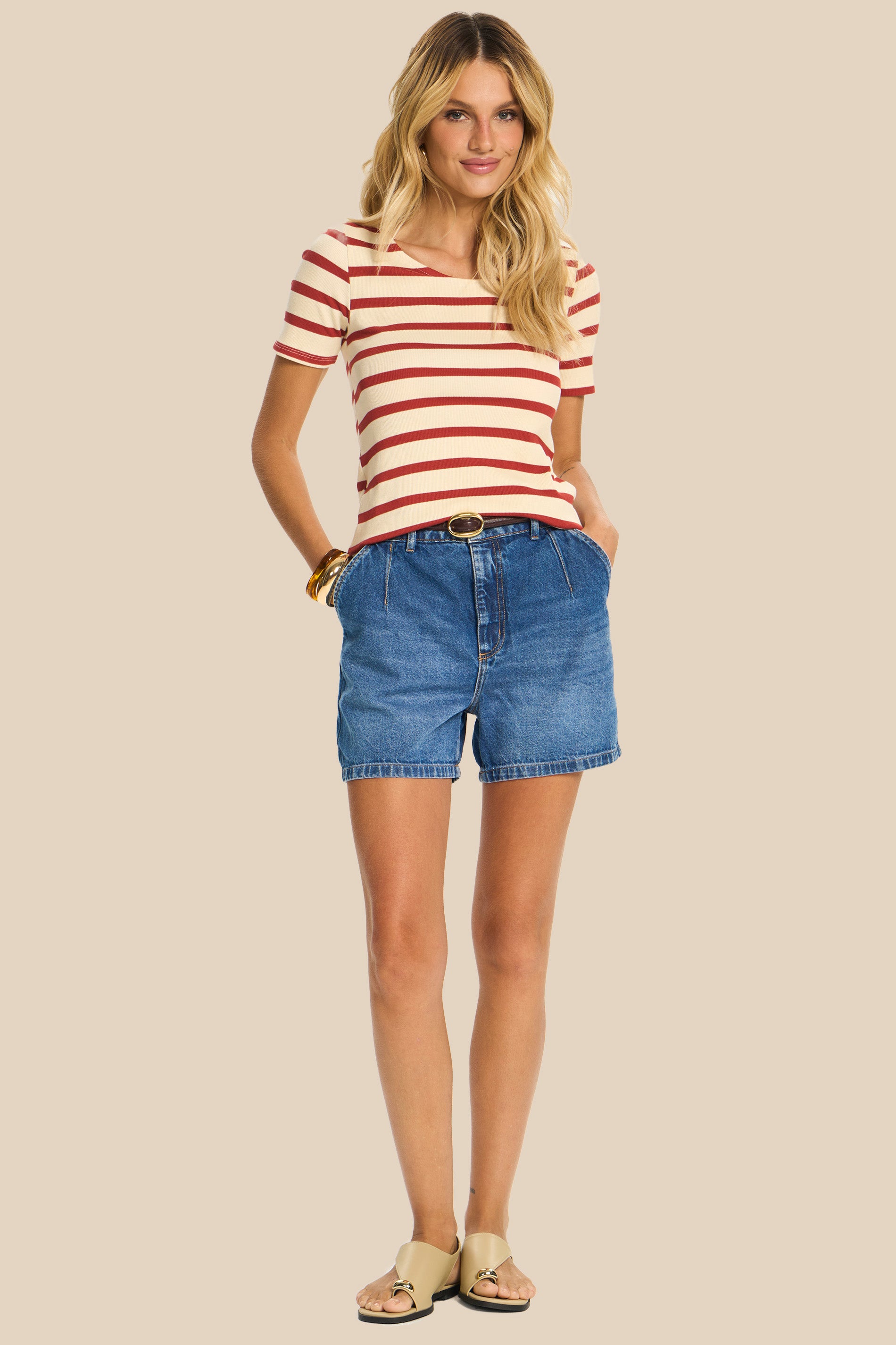 Shorts Jeans Mom Cintura Alta Miragem - Doce Trama