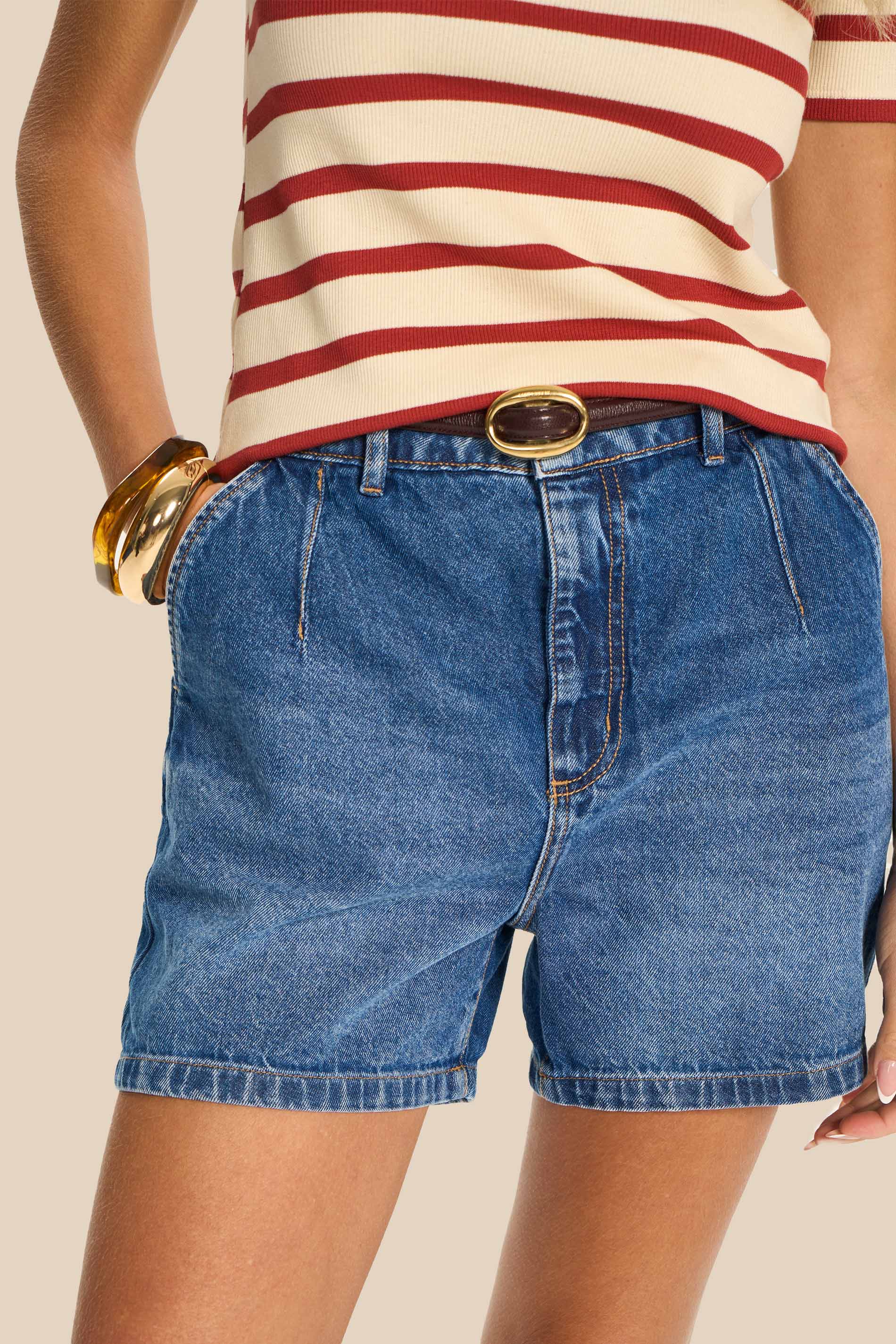 Shorts Jeans Mom Cintura Alta Miragem - Doce Trama