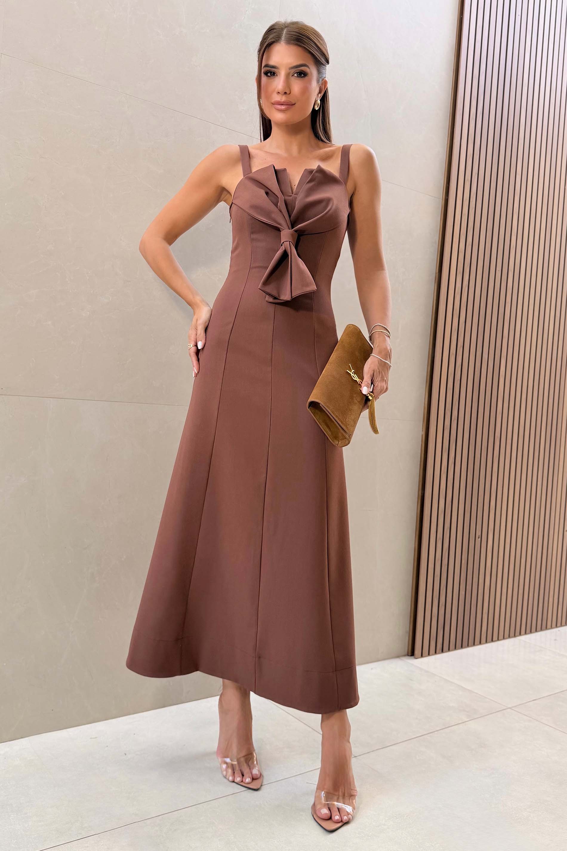 Vestido Longo Evasê com Laço Miragem - Doce Trama