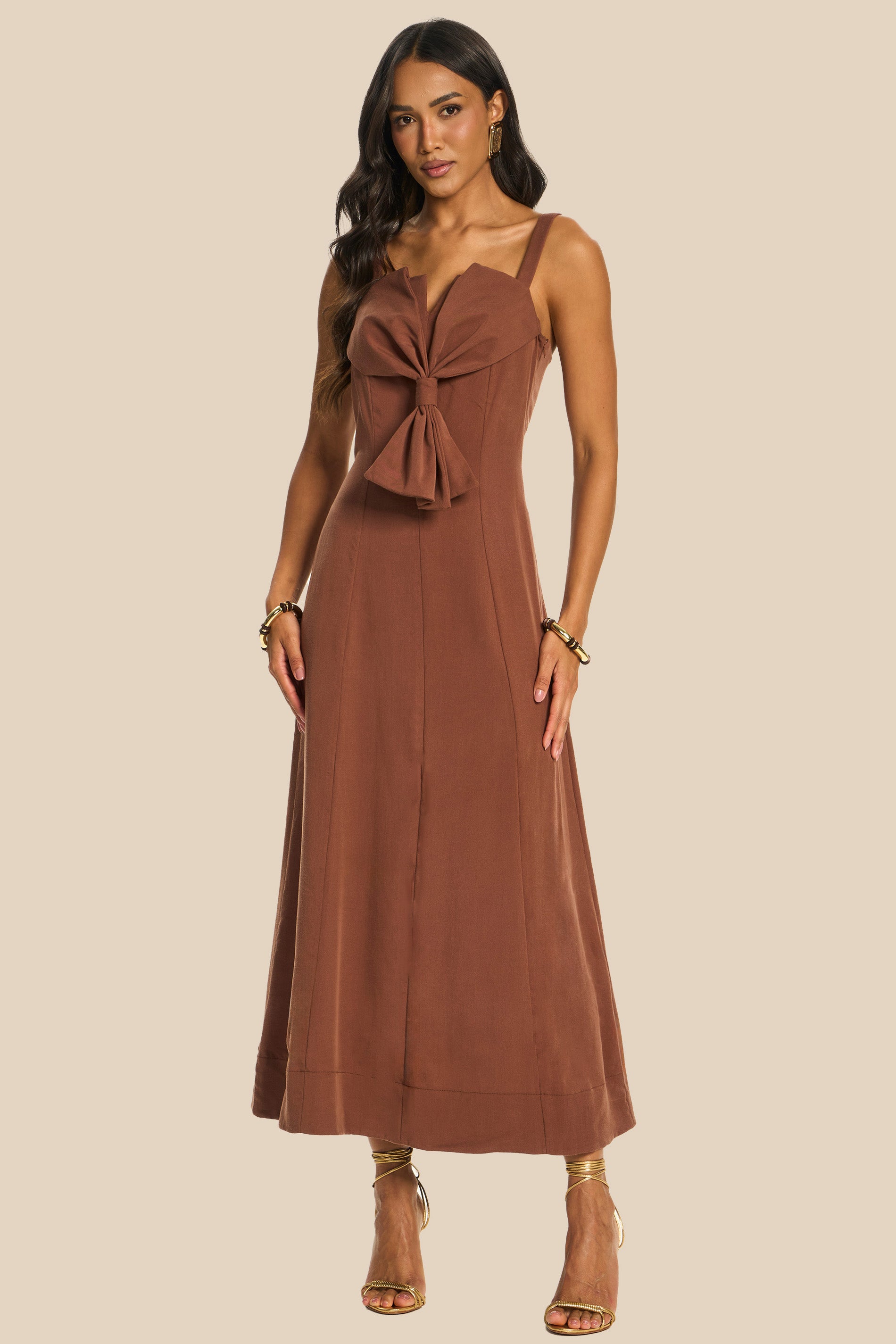 Vestido Longo Evasê com Laço Miragem - Doce Trama