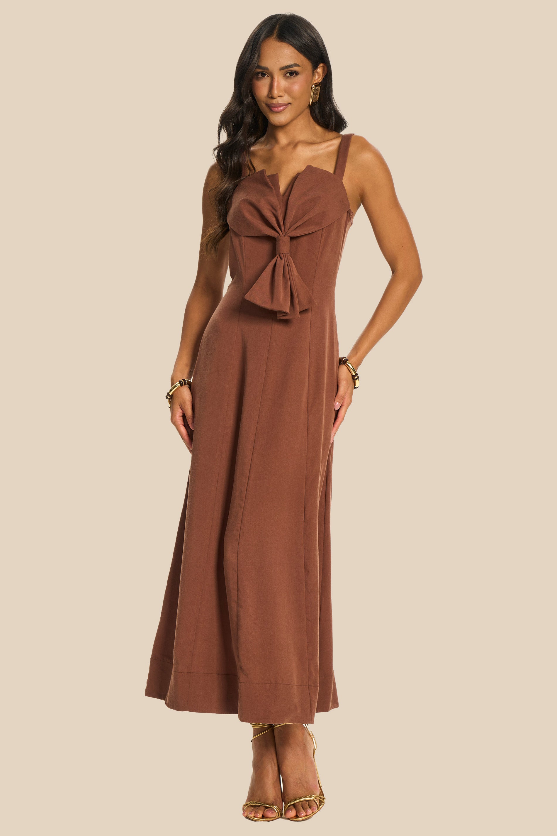 Vestido Longo Evasê com Laço Miragem - Doce Trama