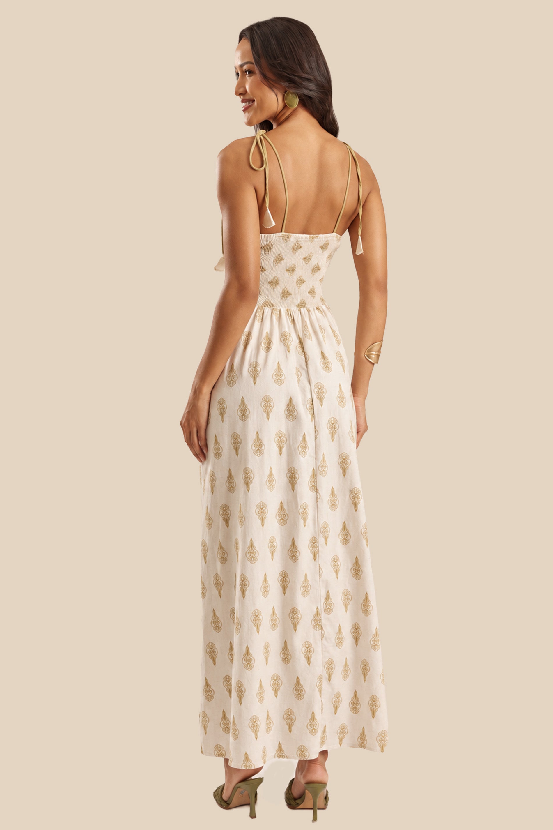 Vestido Longo Evasê Sarja Viscolinho Miragem - Doce Trama
