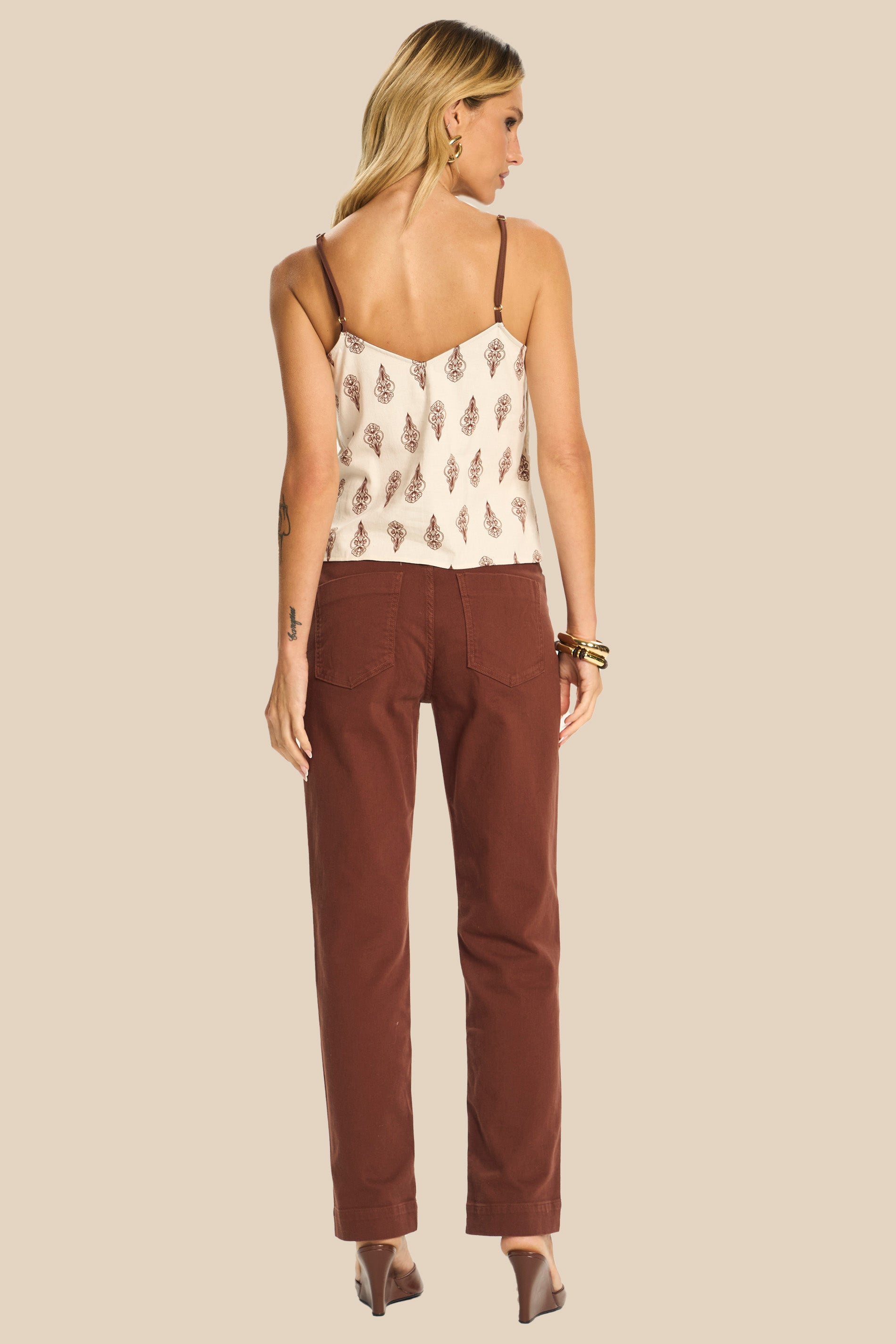 Blusa de Alça Reta Sarja Estampada Miragem - Doce Trama