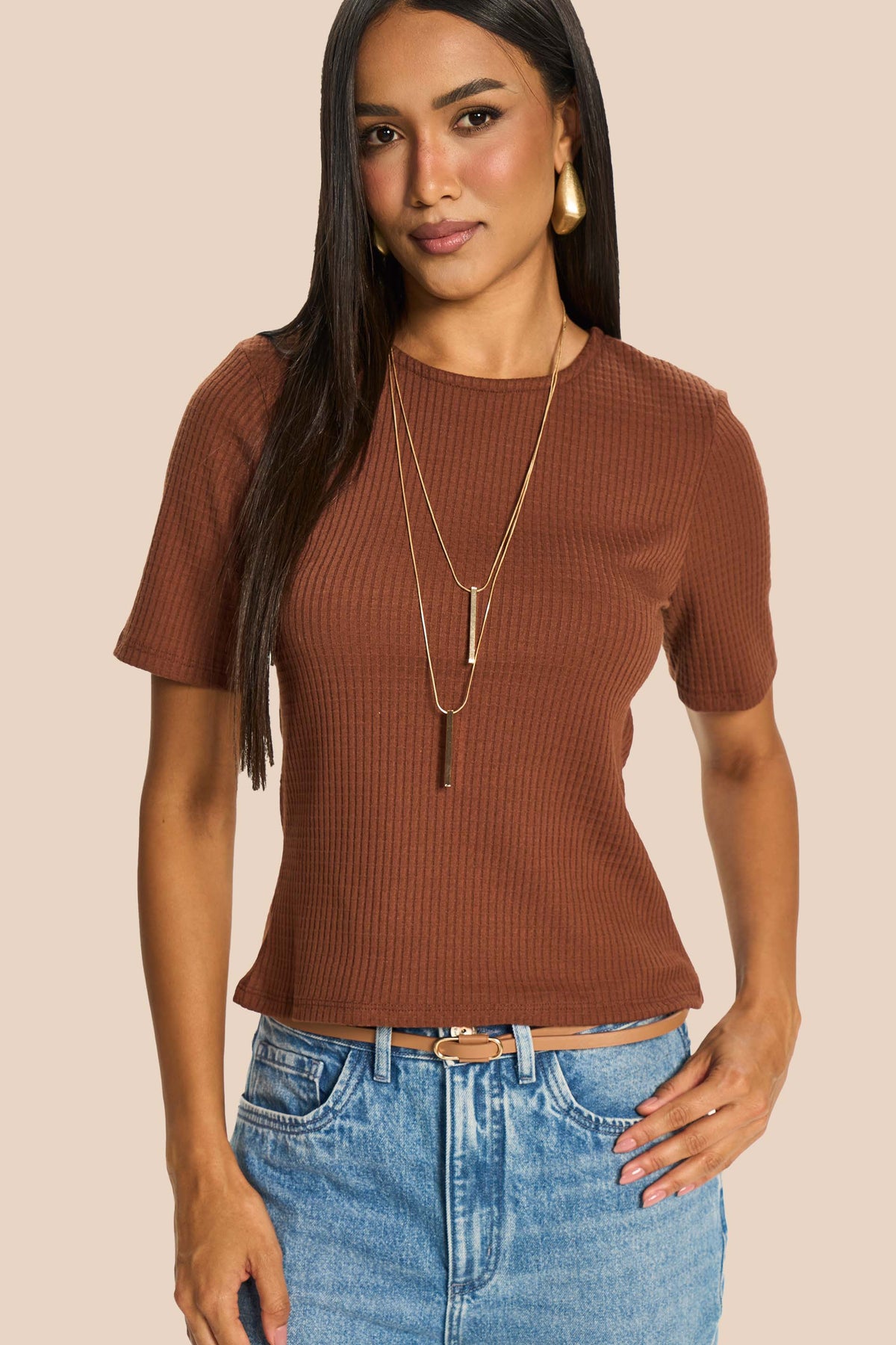 Blusa Feminina Manga Curta Canelada Miragem - Doce Trama