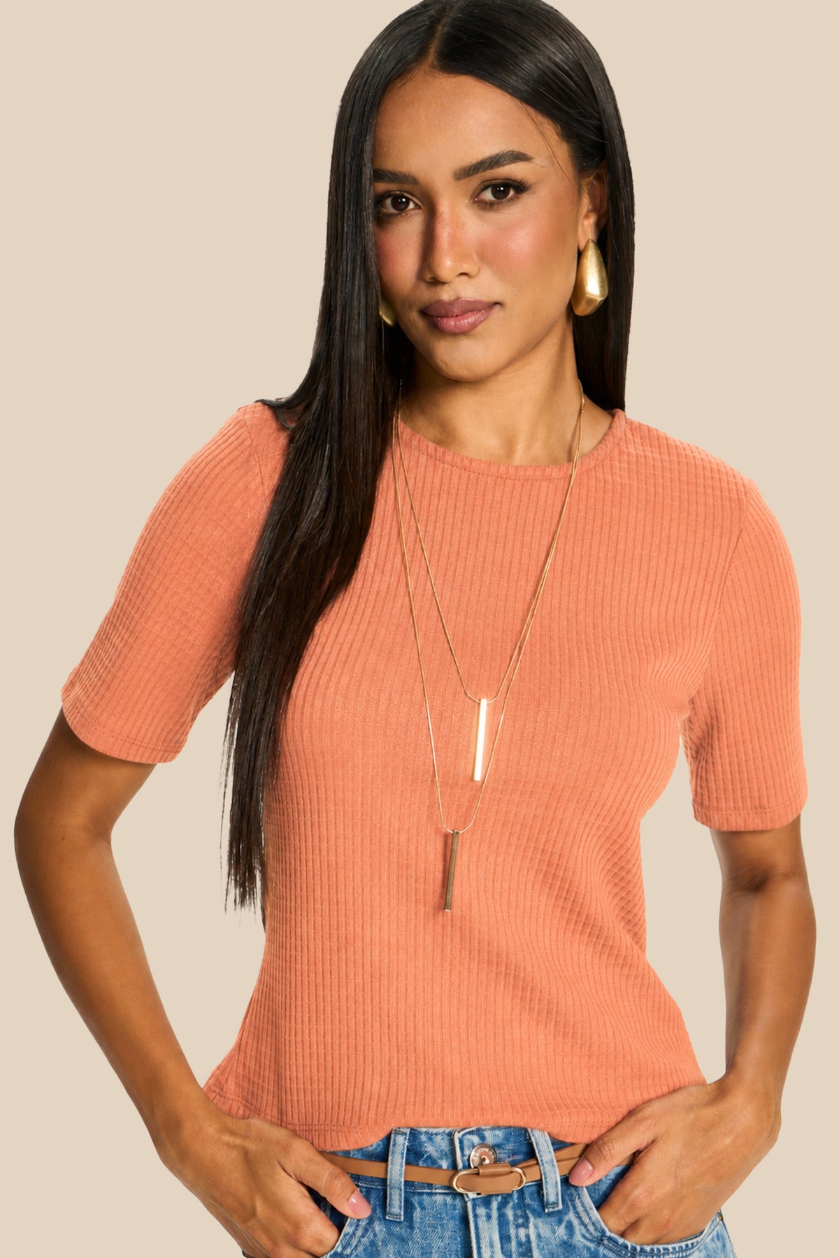 Blusa Feminina Manga Curta Canelada Miragem - Doce Trama