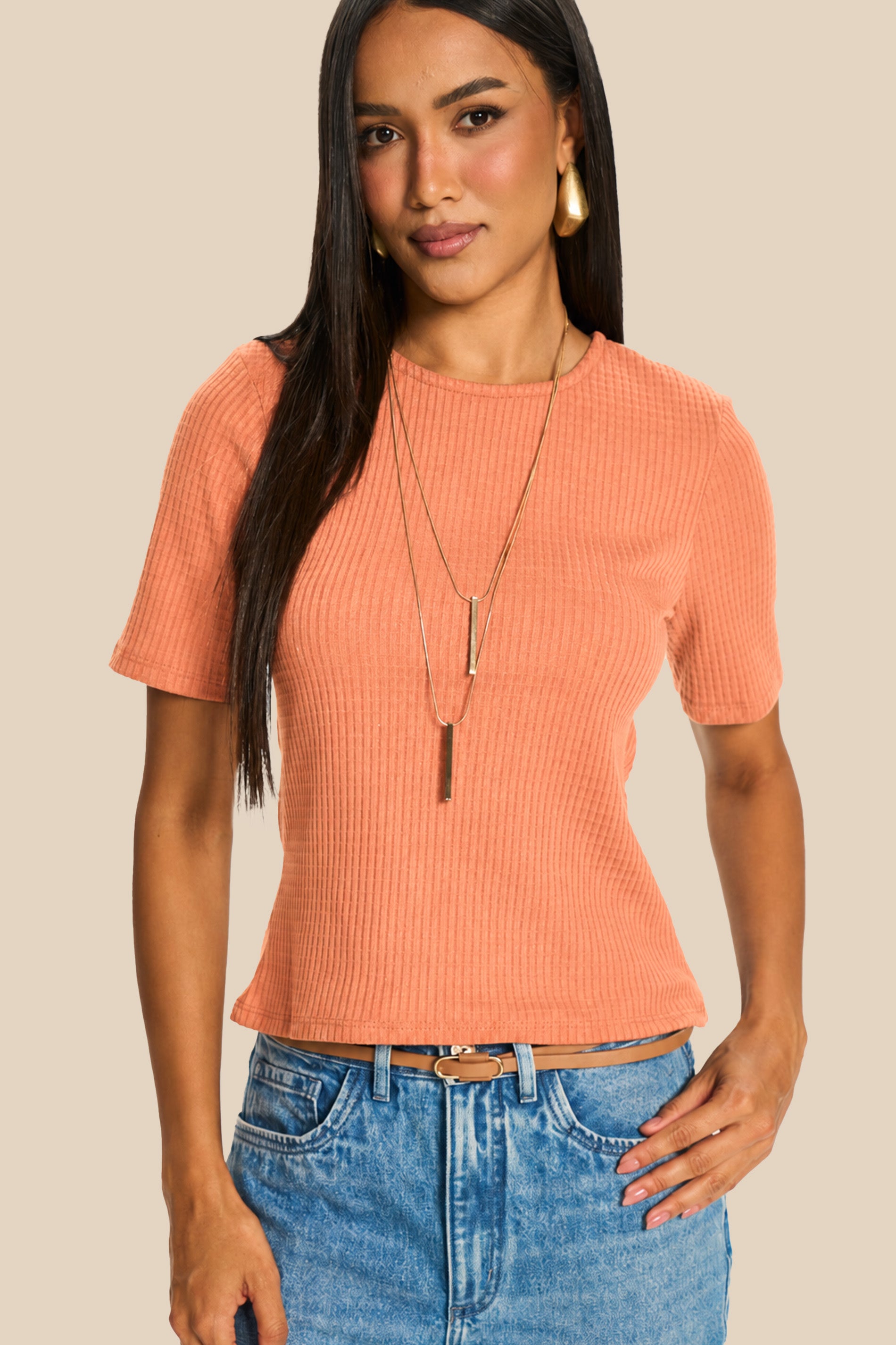 Blusa Feminina Manga Curta Canelada Miragem - Doce Trama