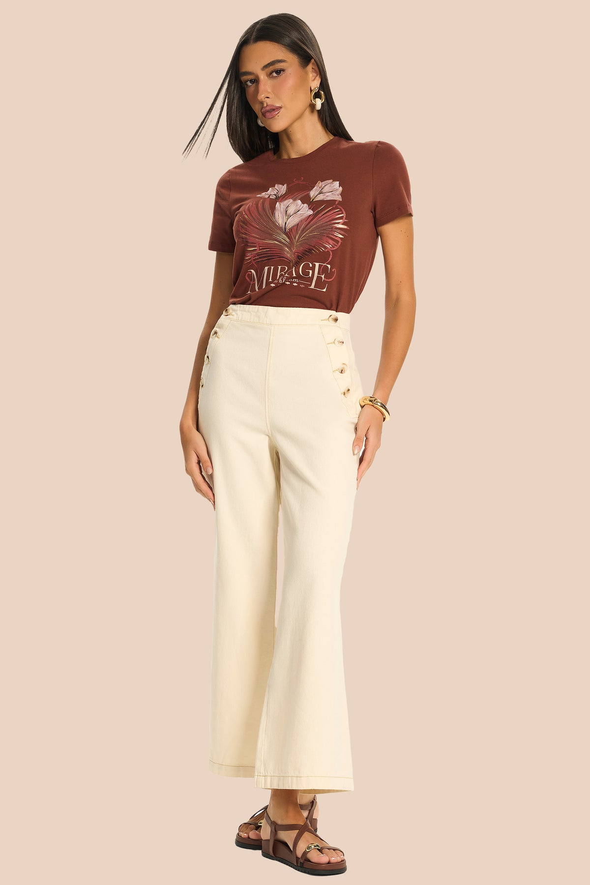 T-Shirt Feminina Cotton com Estampa Miragem - Doce Trama
