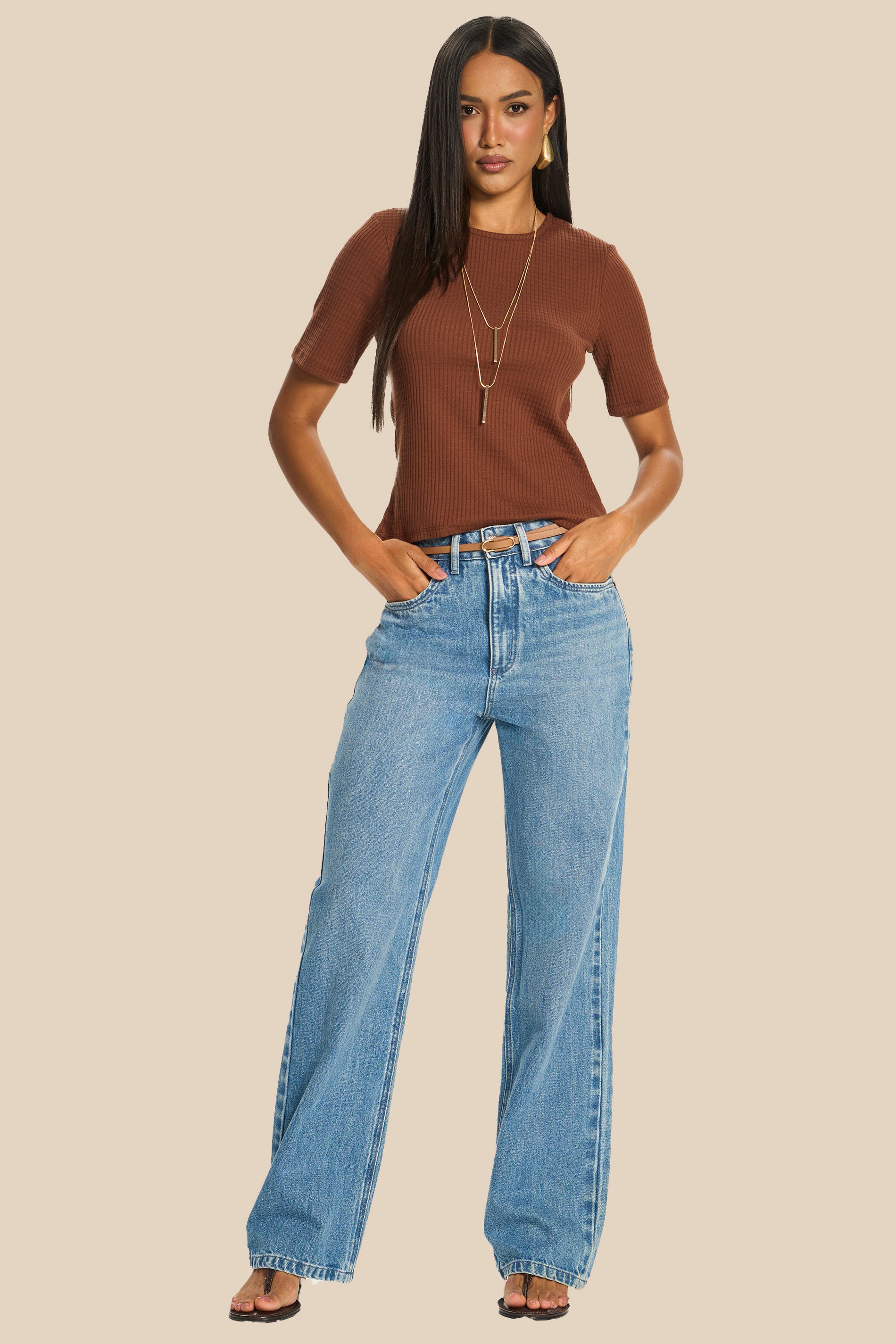 Calça Jeans Reta Cintura Alta Peônia - Doce Trama