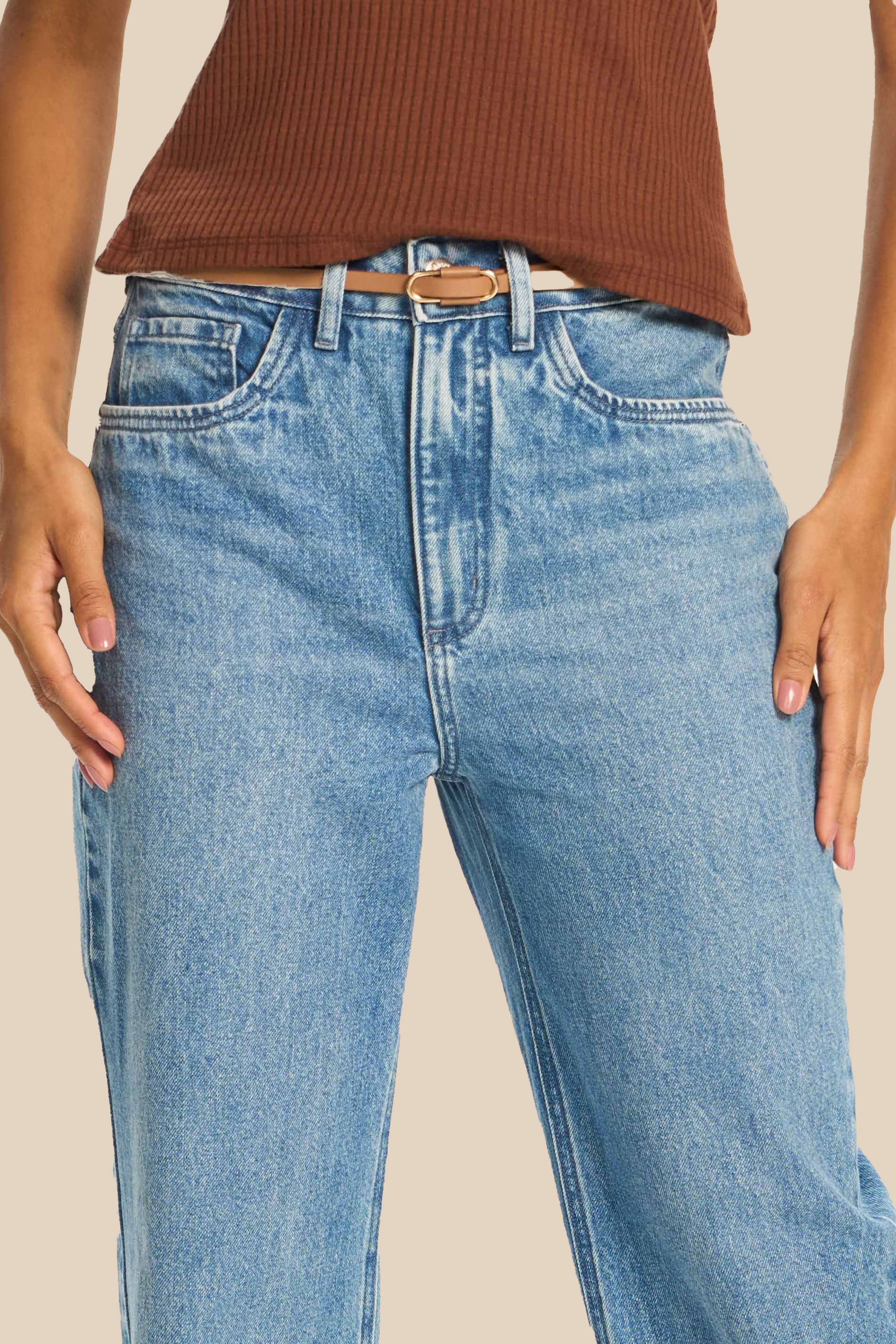Calça Jeans Reta Cintura Alta Peônia - Doce Trama