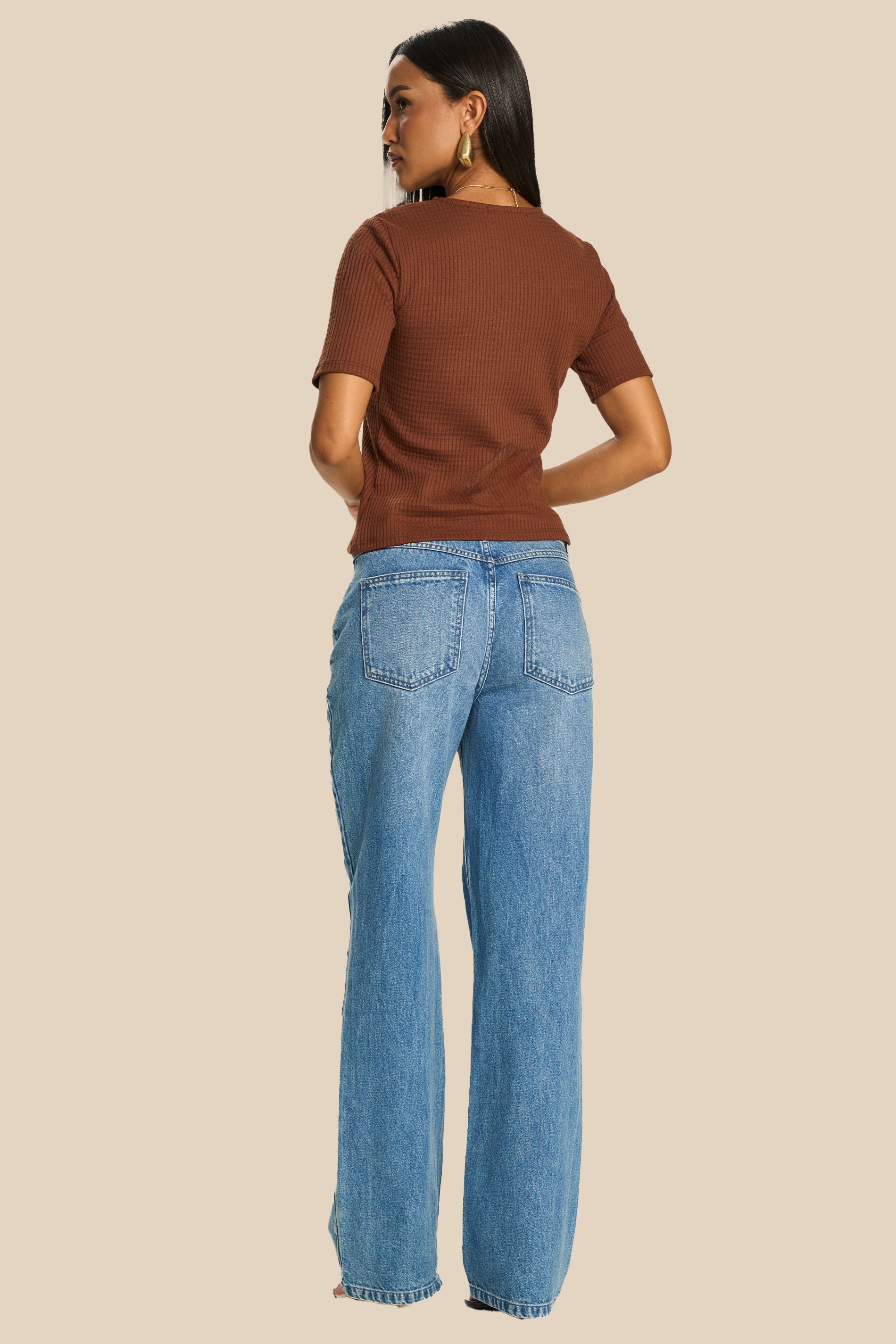 Calça Jeans Reta Cintura Alta Peônia - Doce Trama