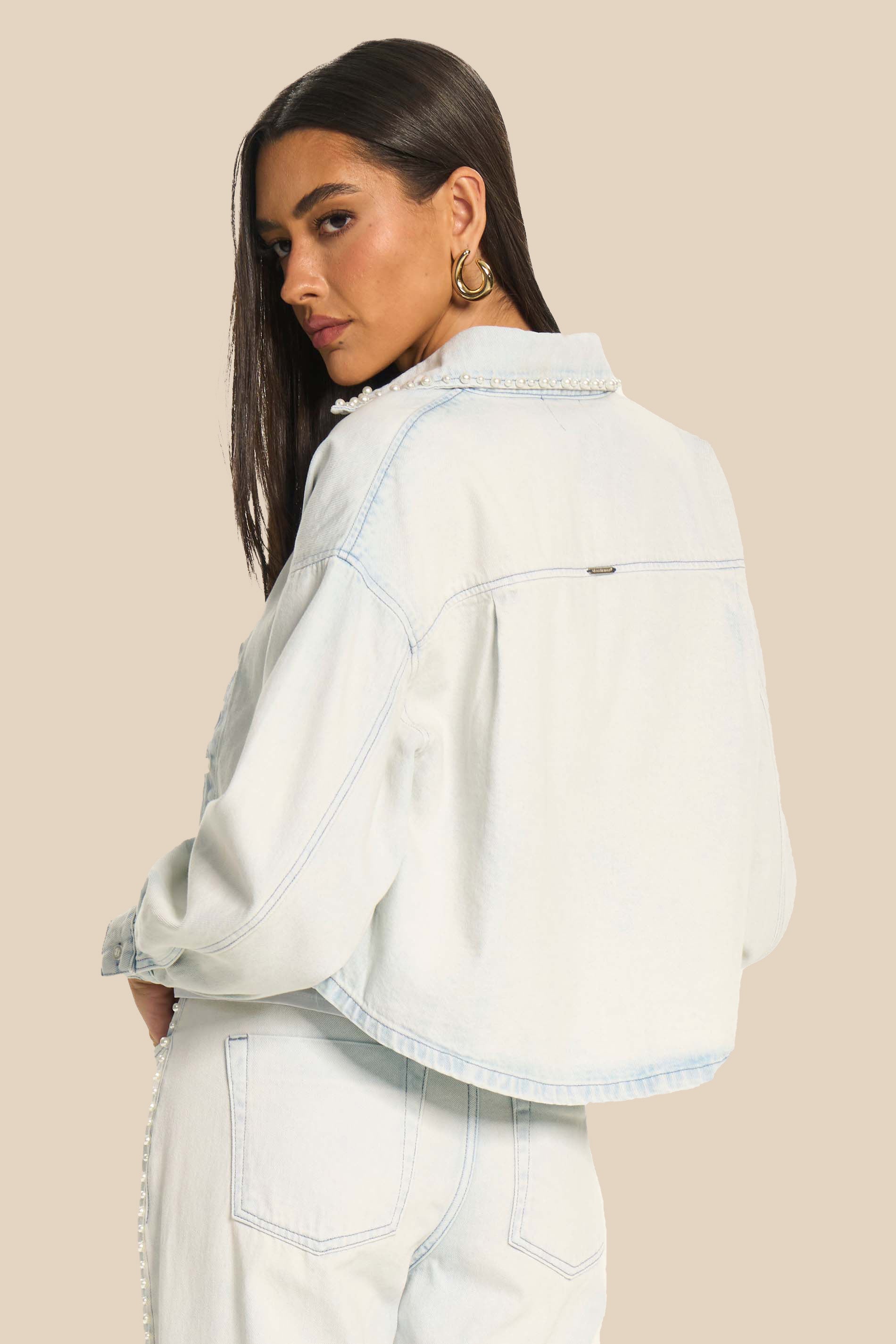 Camisa Cropped Feminina Overshirt Jeans Miragem - Doce Trama