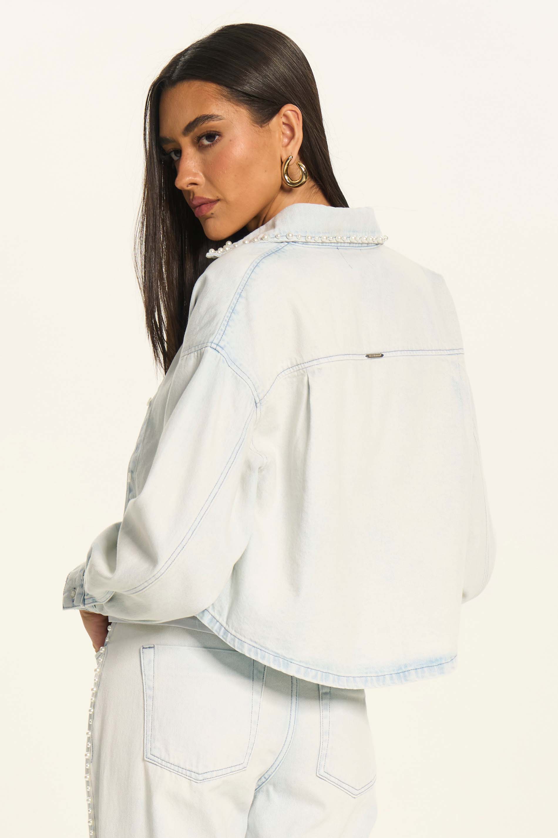 Camisa Cropped Feminina Overshirt Jeans Miragem - Doce Trama