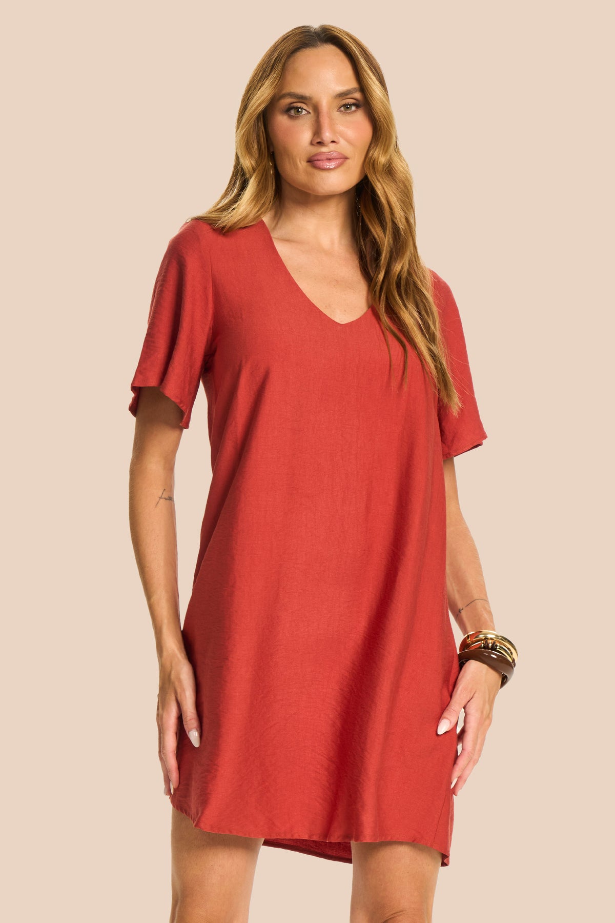 Vestido Curto Evasê em Viscose Miragem - Doce Trama