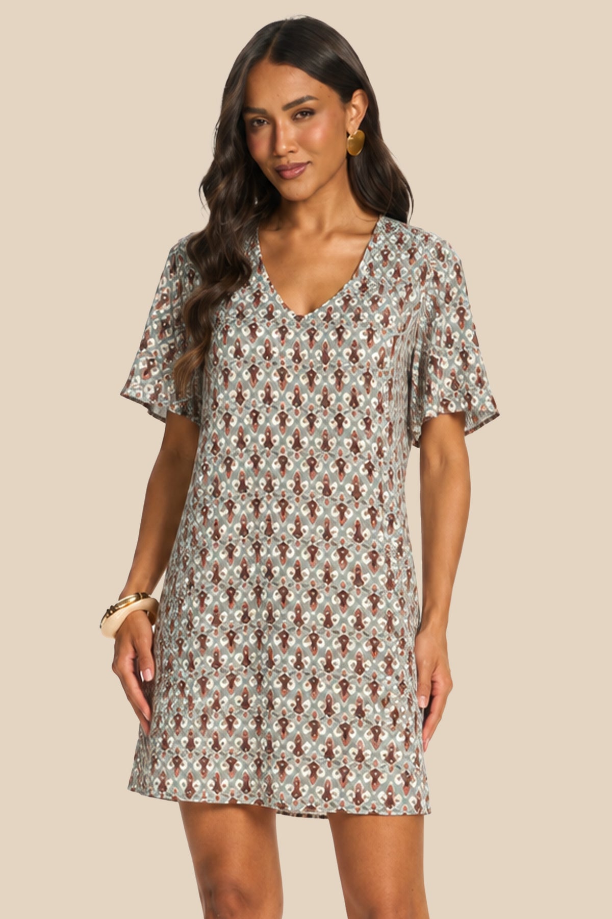Vestido Curto Evasê em Viscose Miragem - Doce Trama