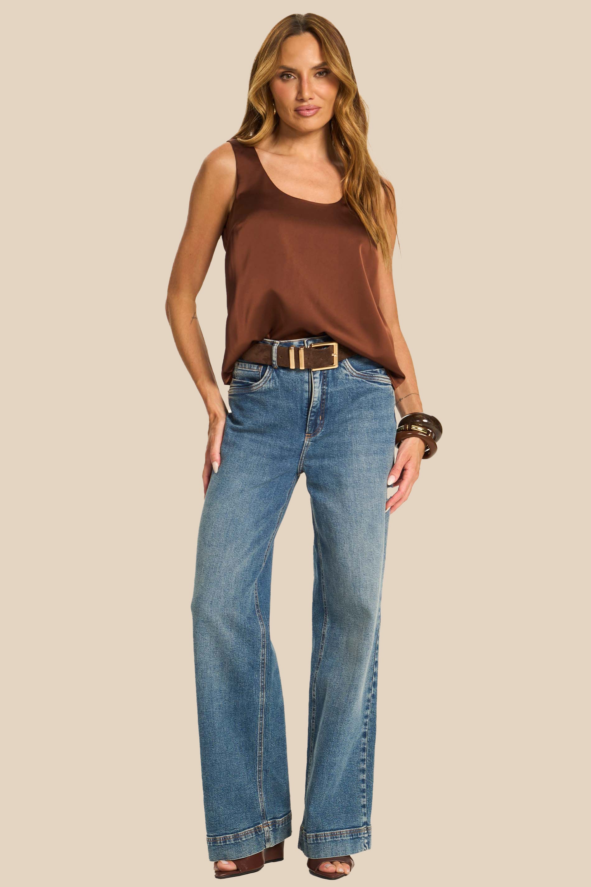 Calça Jeans Wide Leg Cintura Alta Miragem - Doce Trama