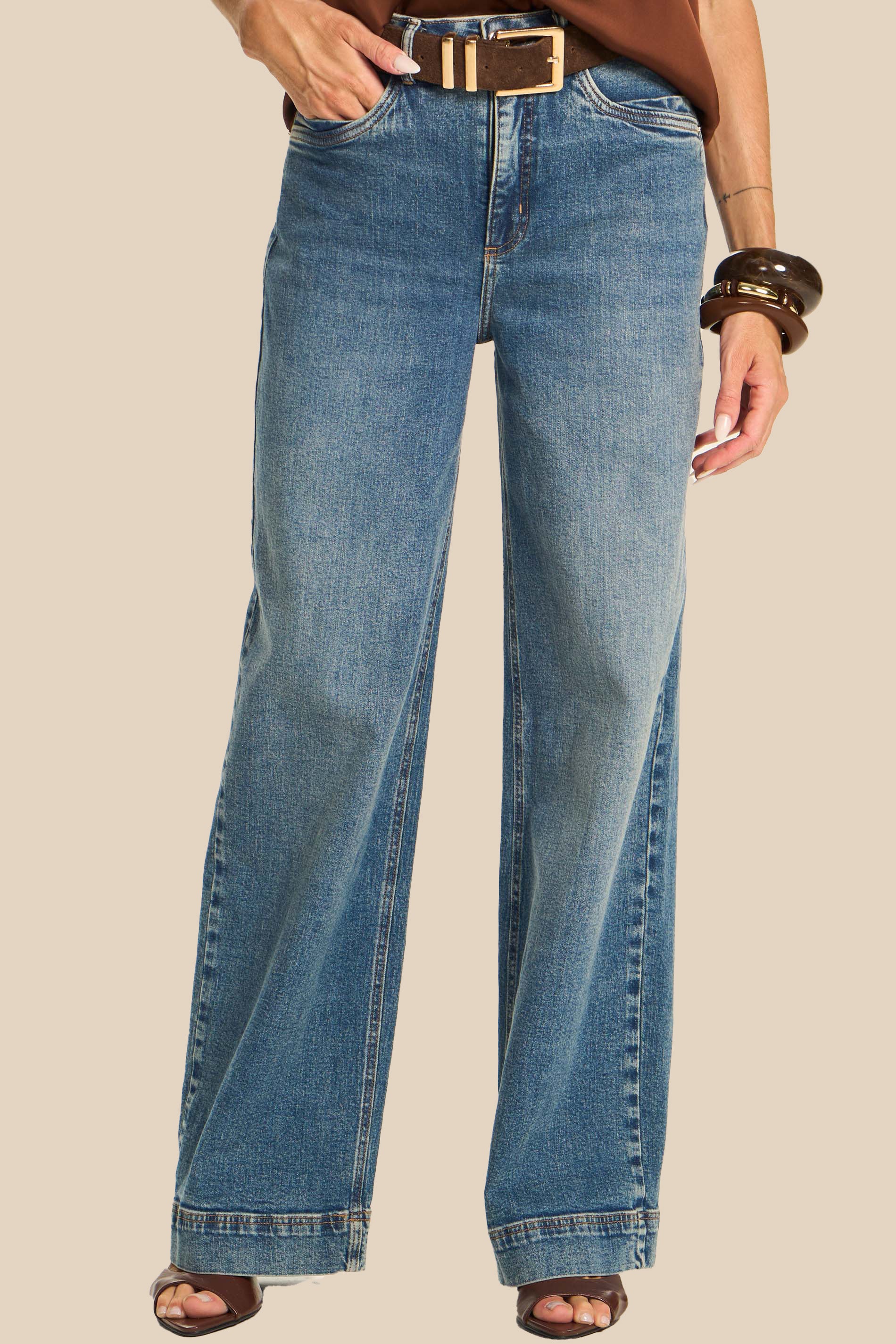 Calça Jeans Wide Leg Cintura Alta Miragem - Doce Trama