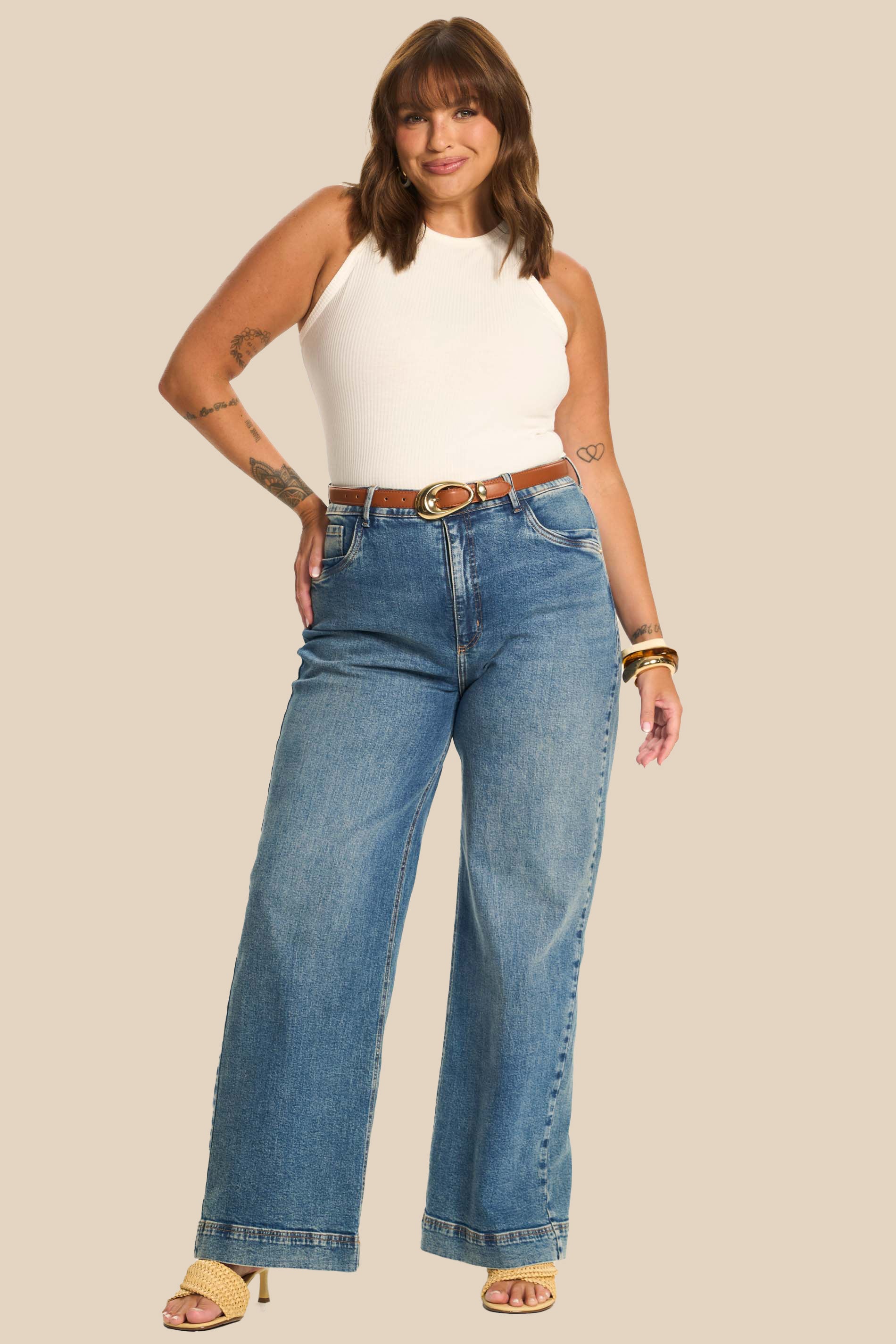 Calça Jeans Wide Leg Cintura Alta Miragem - Doce Trama