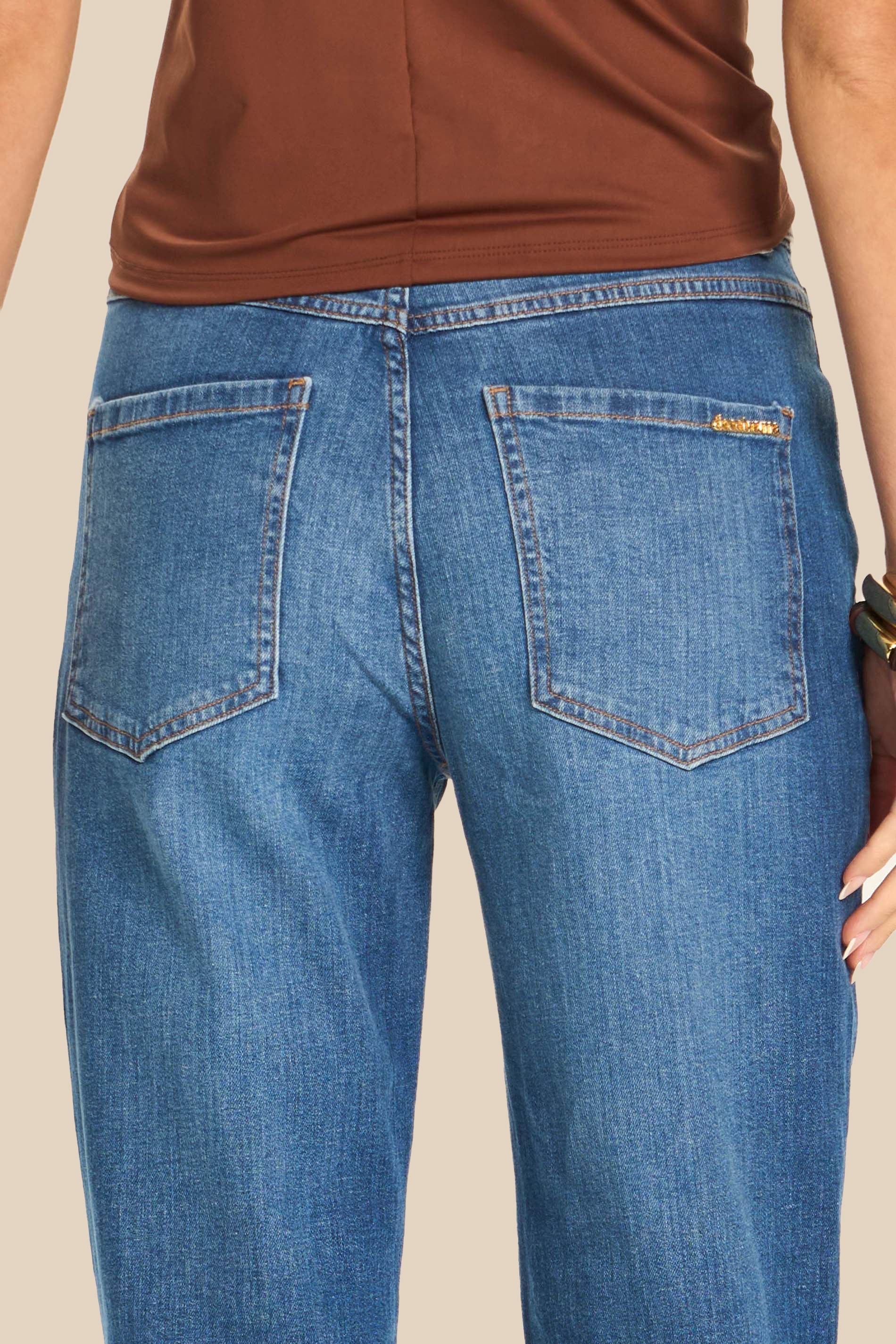 Calça Jeans Reta Slim Cintura Alta Amarilis - Doce Trama