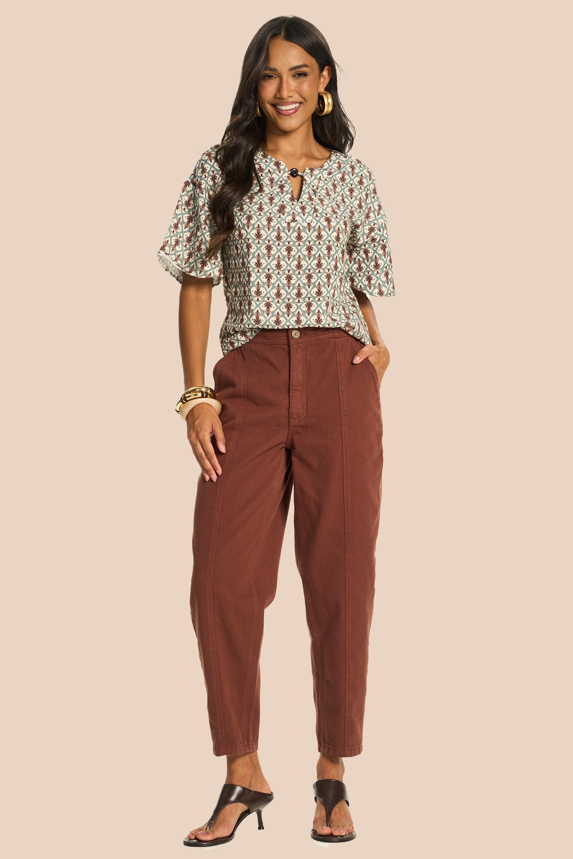 Calça Barrel em Sarja com Cós Alto Miragem - Doce Trama