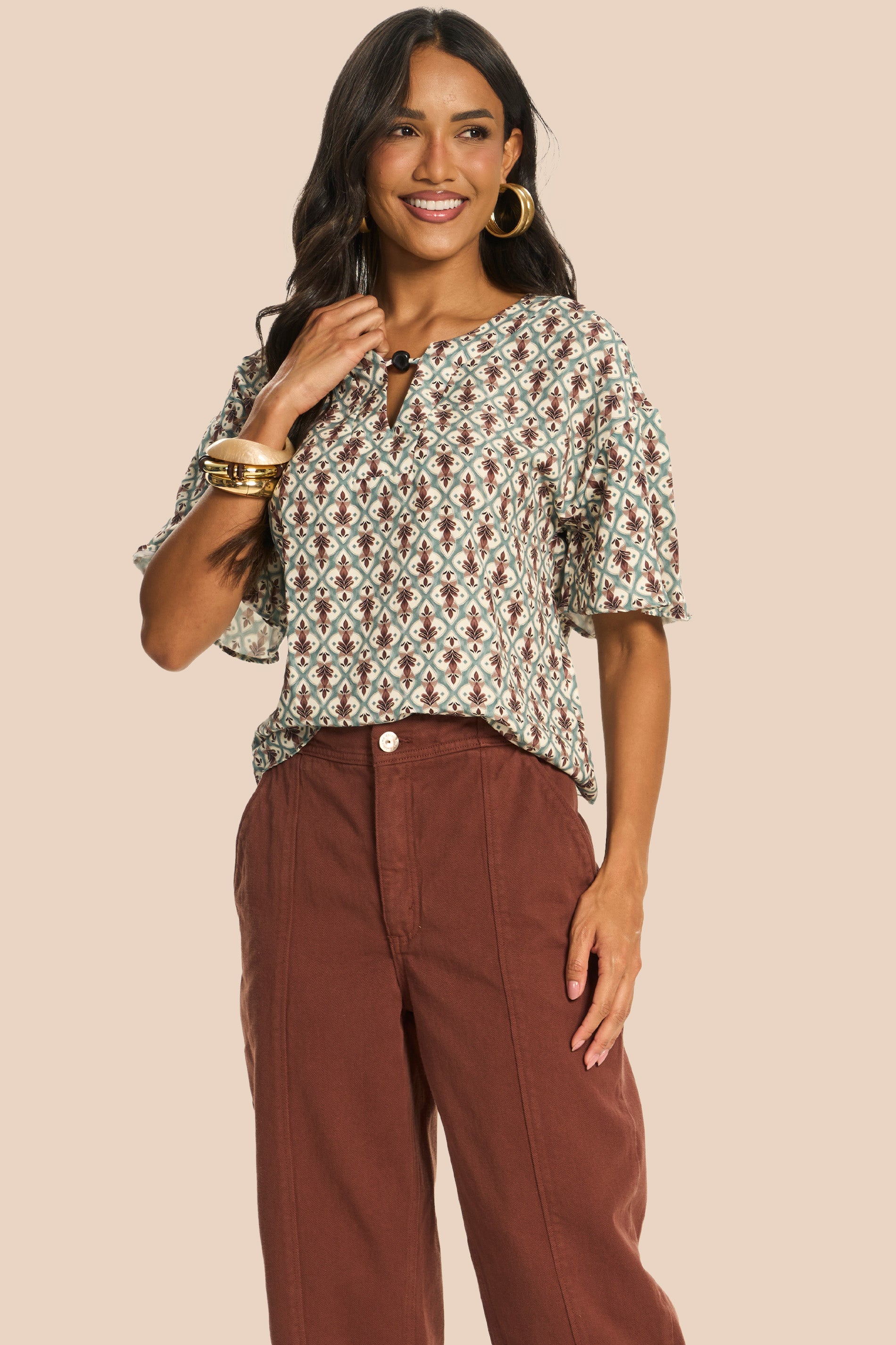 Calça Barrel em Sarja com Cós Alto Miragem - Doce Trama