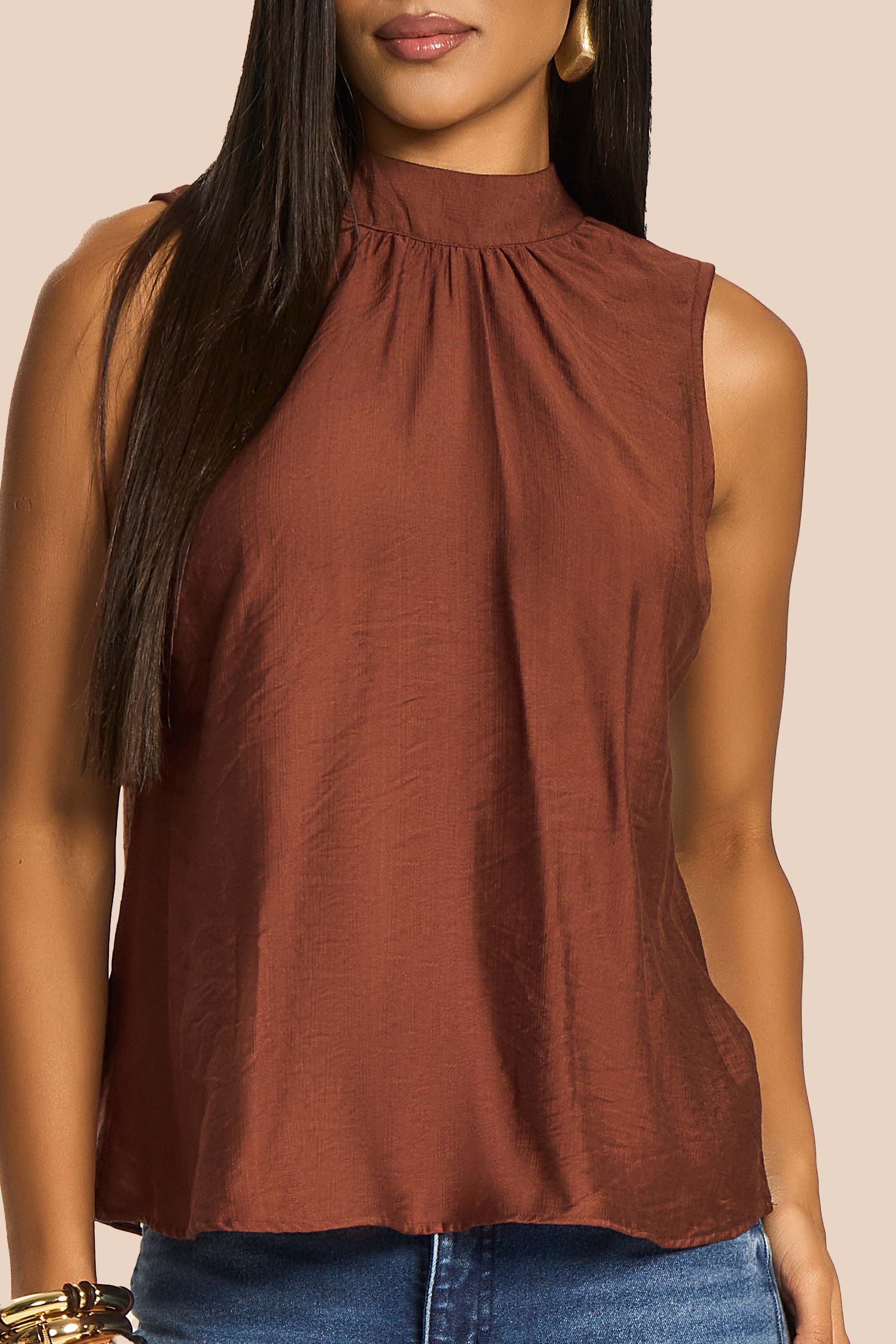 Blusa sem Mangas Gola Laço e Amarração Miragem - Doce Trama
