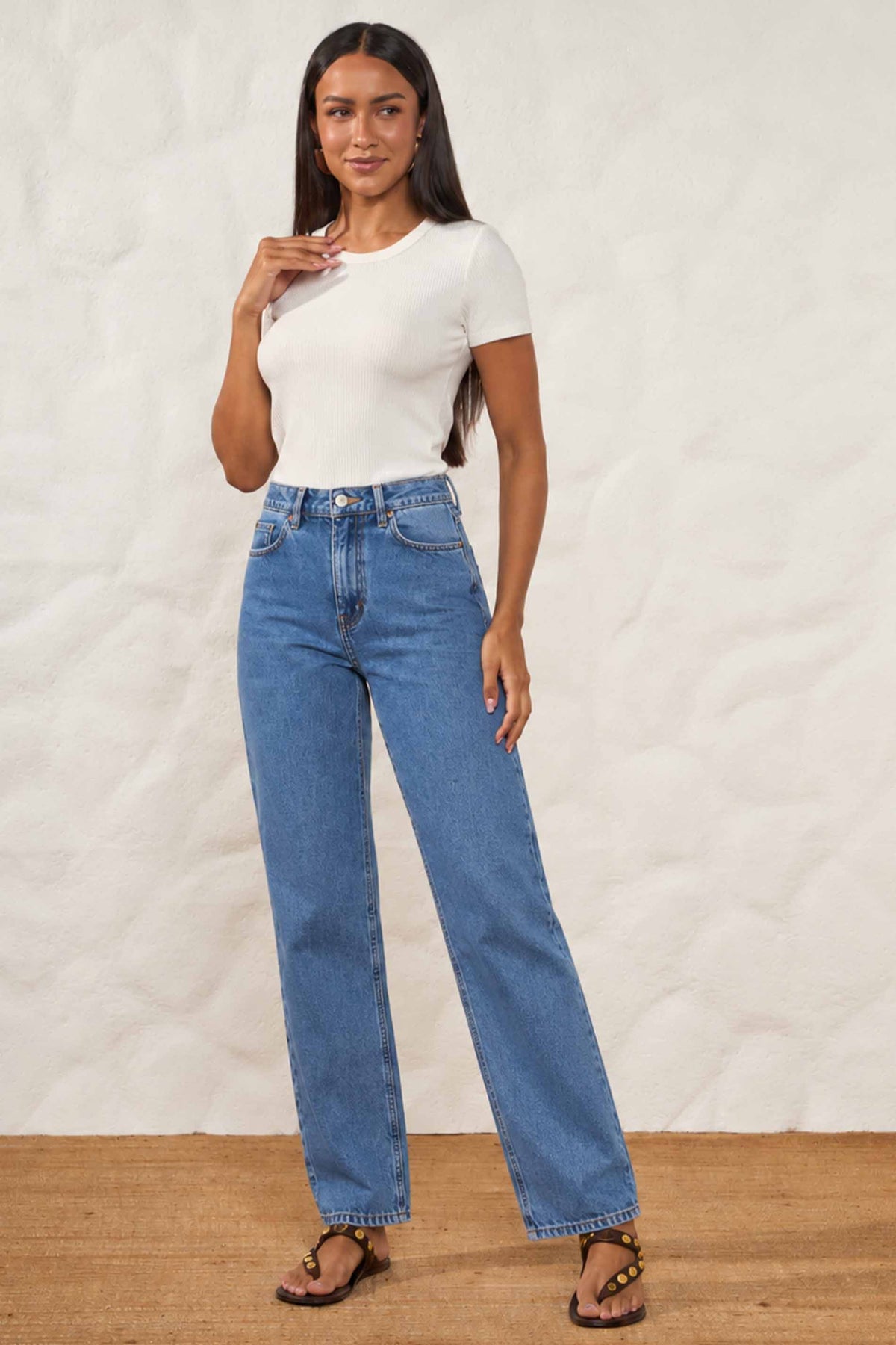 Calça Jeans Reta Cintura Alta Resort - Doce Trama