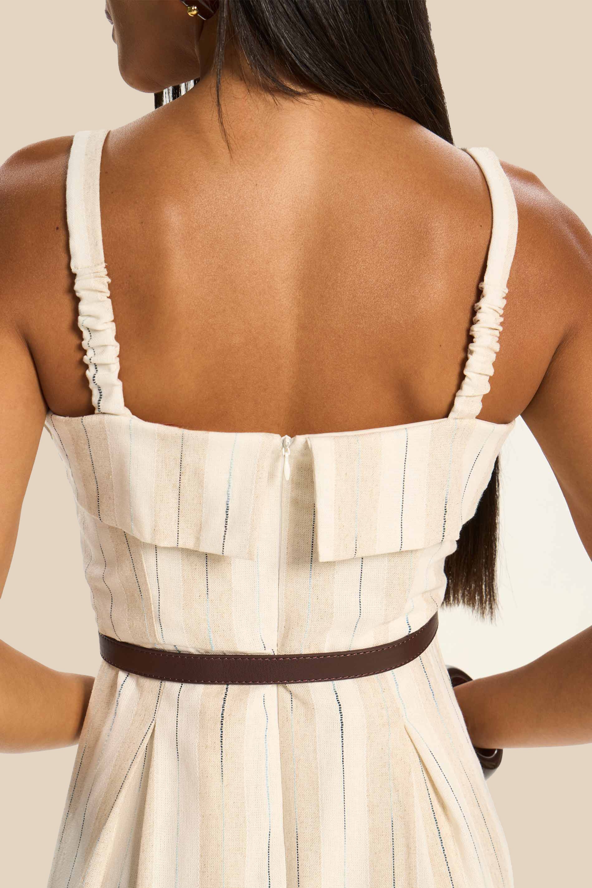 Vestido Longo Evasê em Linho com Cinto Miragem - Doce Trama