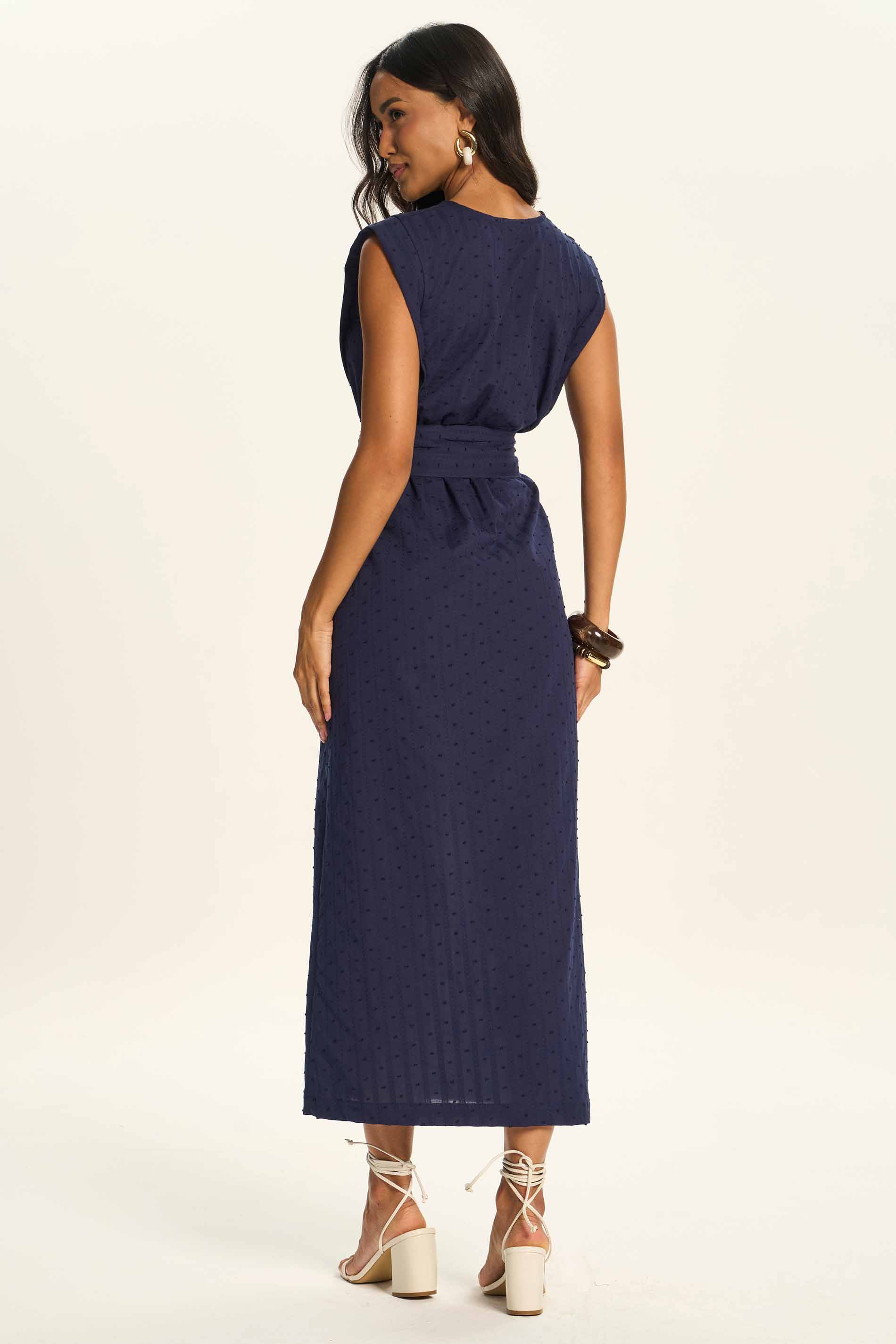 Vestido Midi Texturizado com Amarração Duna - Doce Trama