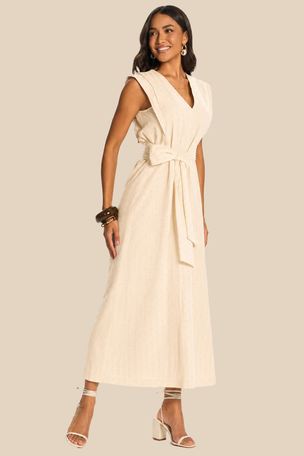 Vestido Midi Texturizado com Amarração Miragem - Doce Trama