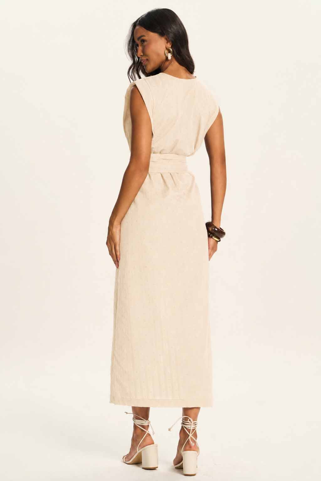 Vestido Midi Texturizado com Amarração Duna - Doce Trama