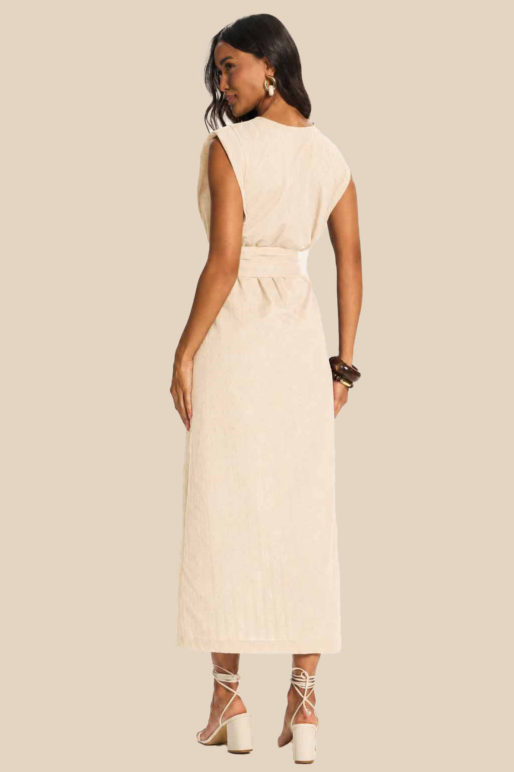 Vestido Midi Texturizado com Amarração Miragem - Doce Trama