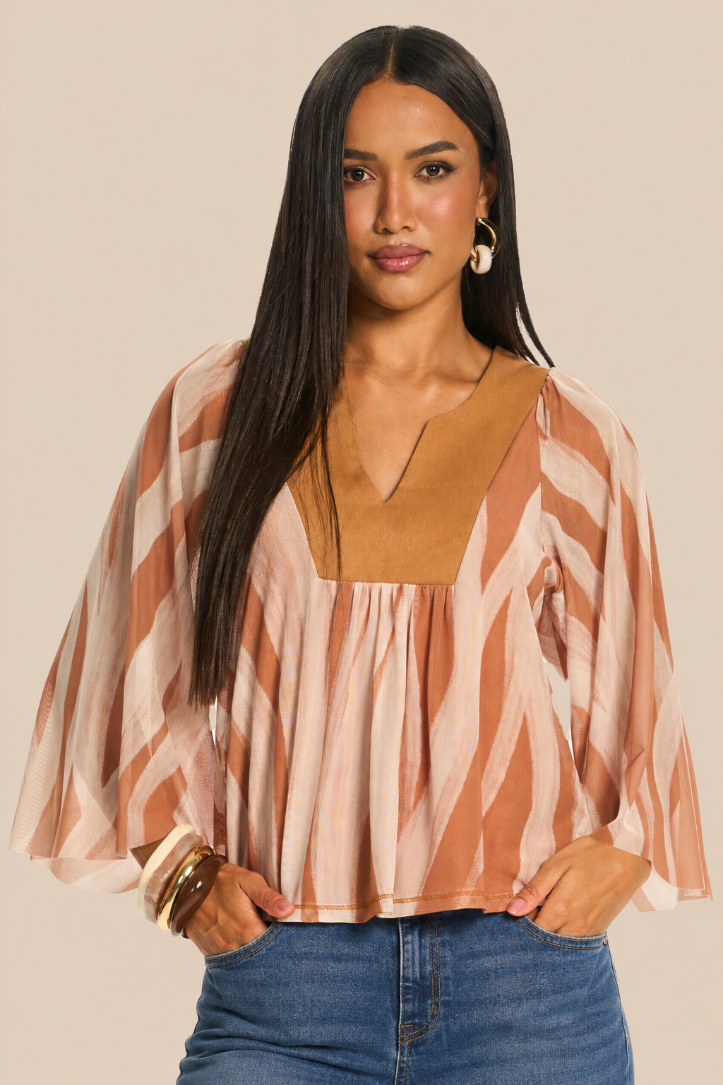 Blusa Raglan em Tule Estampa Exclusiva Miragem - Doce Trama