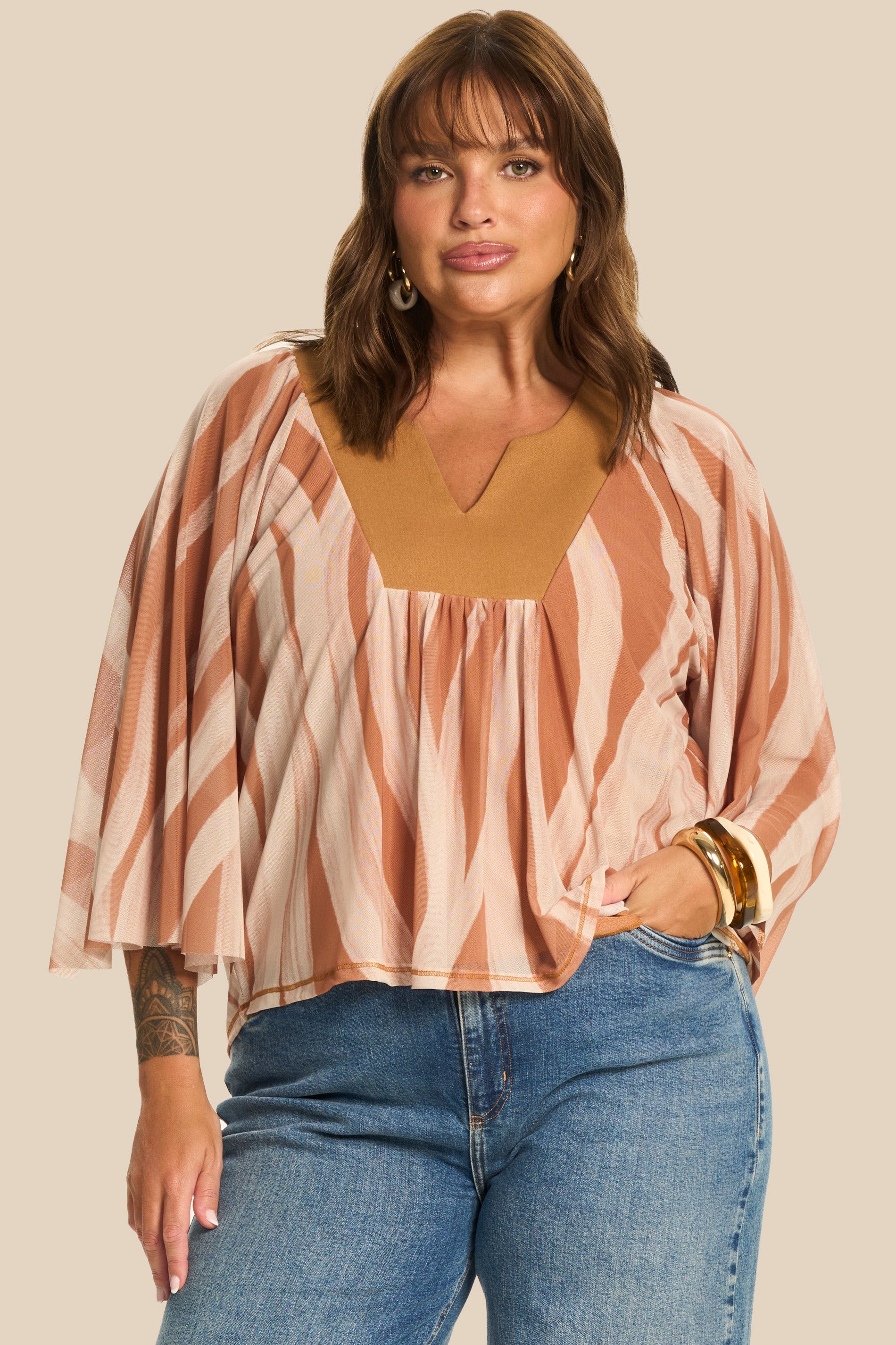 Blusa Raglan em Tule Estampa Exclusiva Duna - Doce Trama