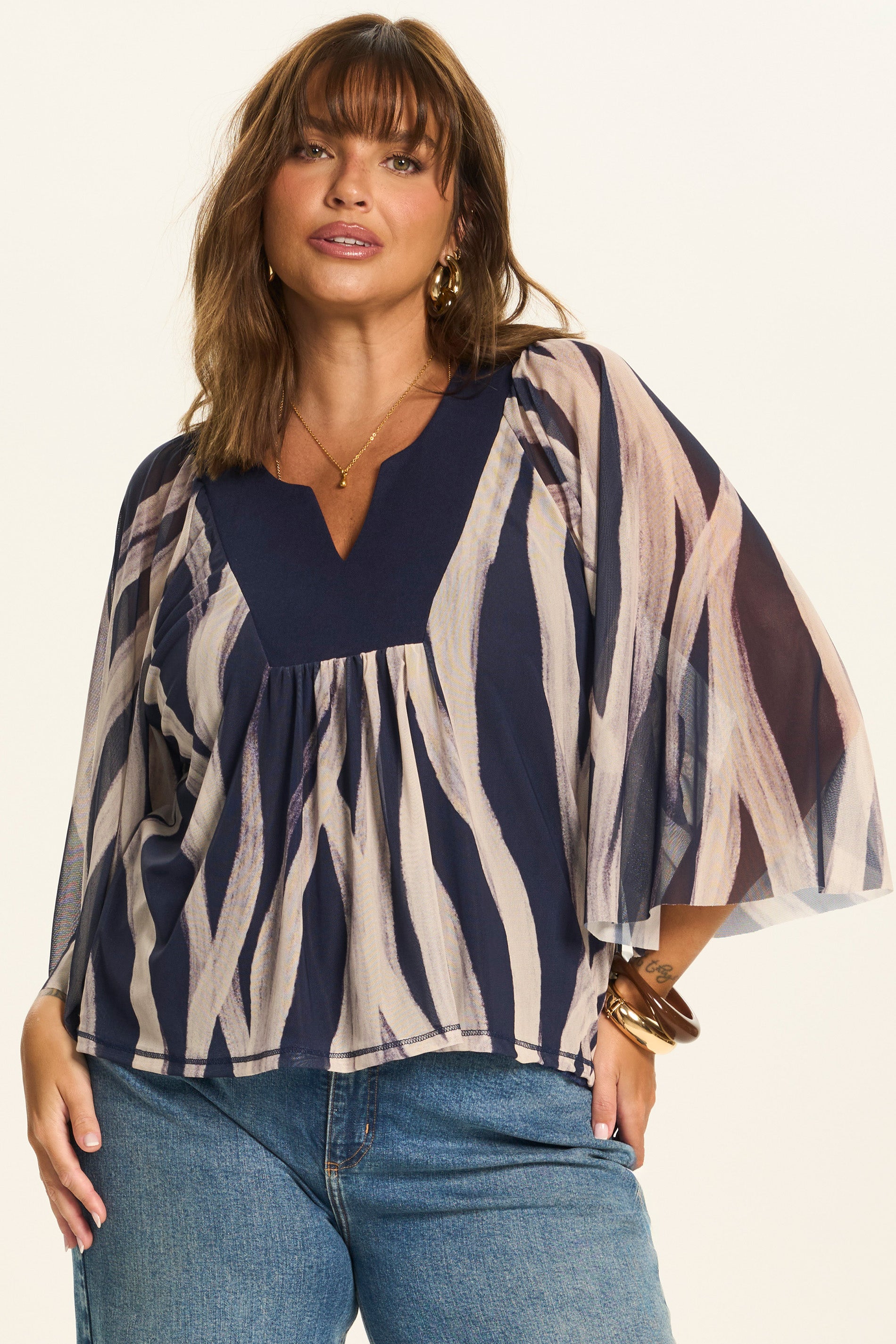 Blusa Raglan em Tule Estampa Exclusiva Duna - Doce Trama