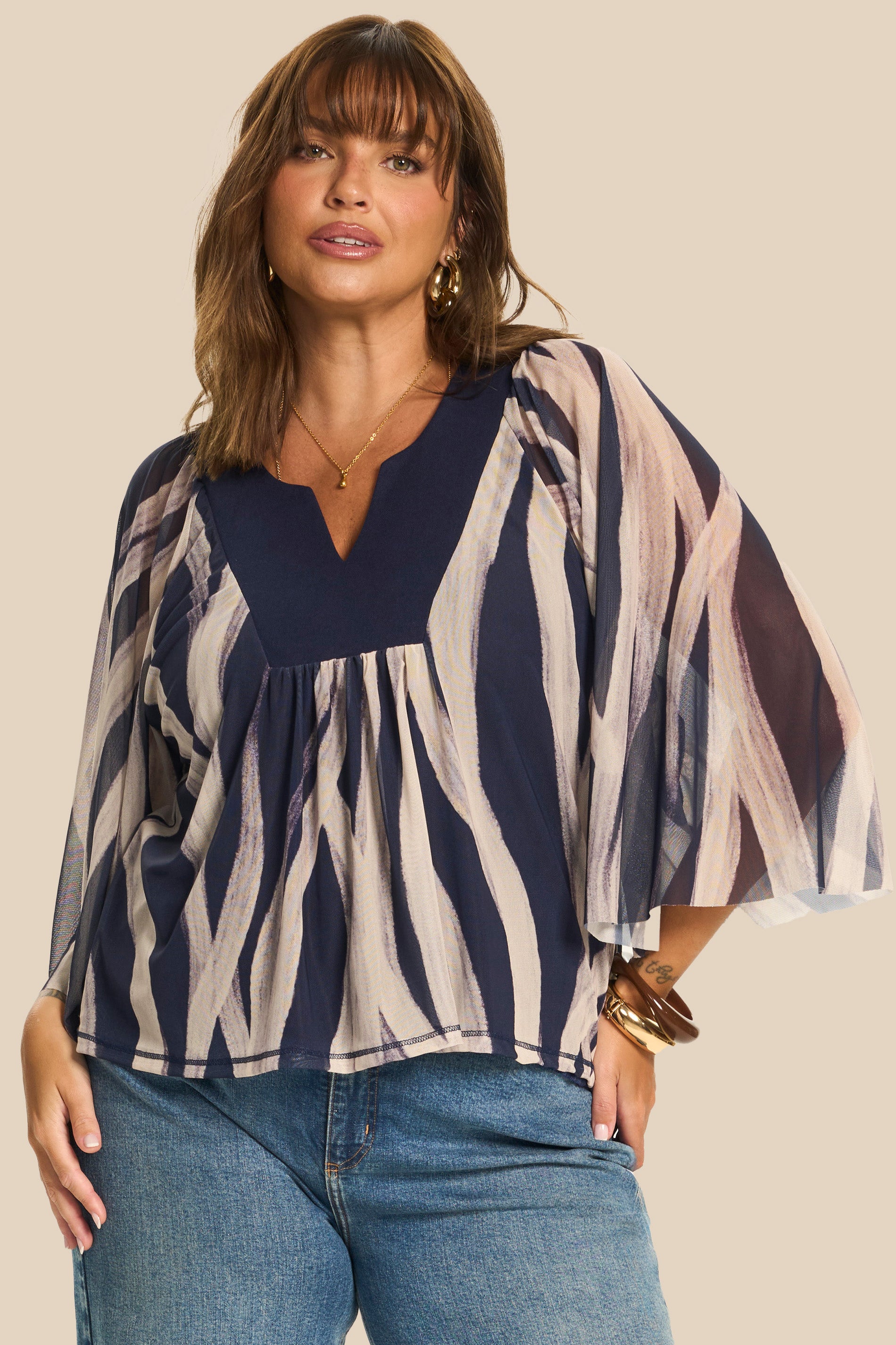 Blusa Raglan em Tule Estampa Exclusiva Duna - Doce Trama