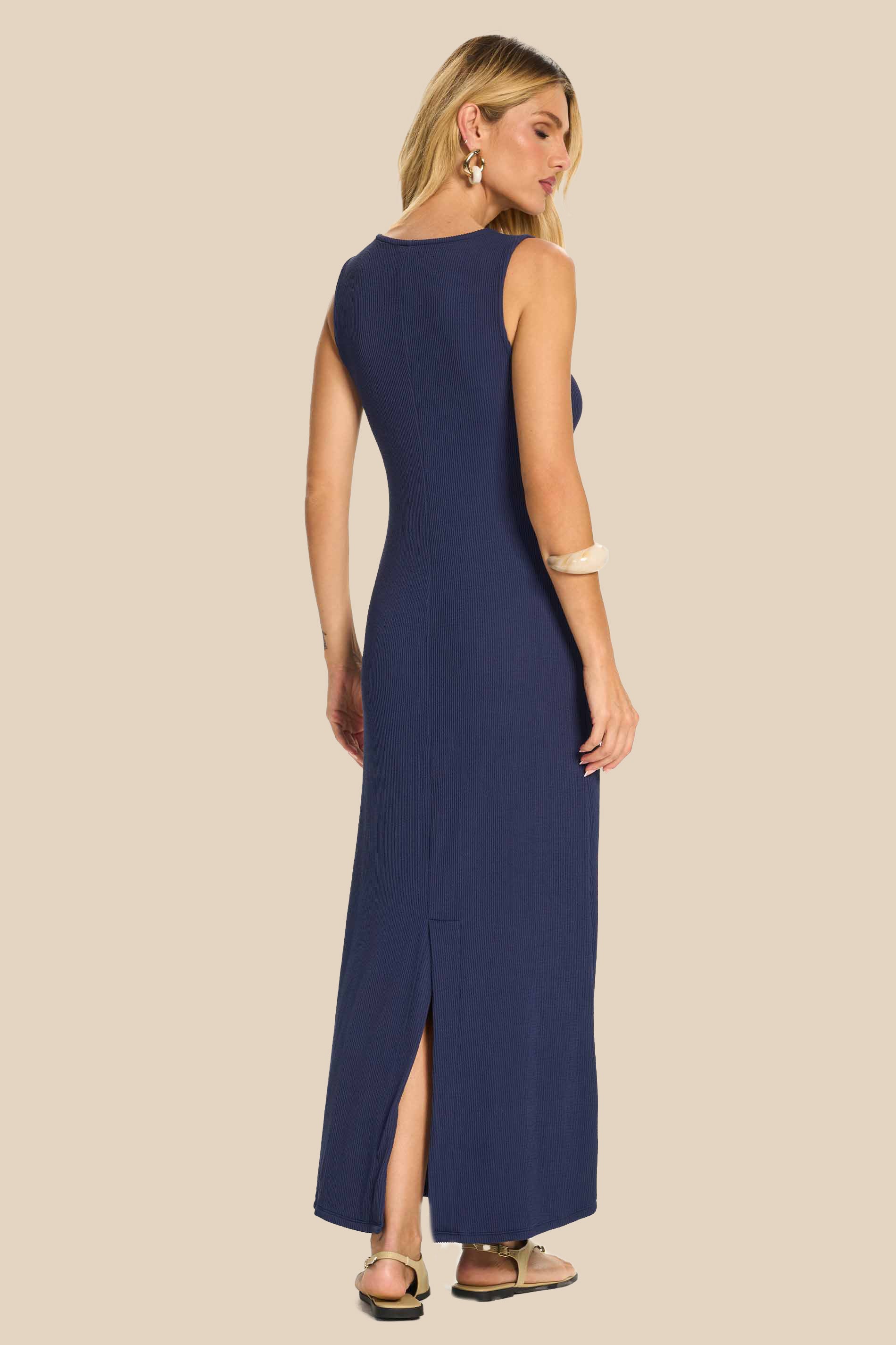 Vestido Longo Detalhe Dourado na Alça Miragem - Doce Trama
