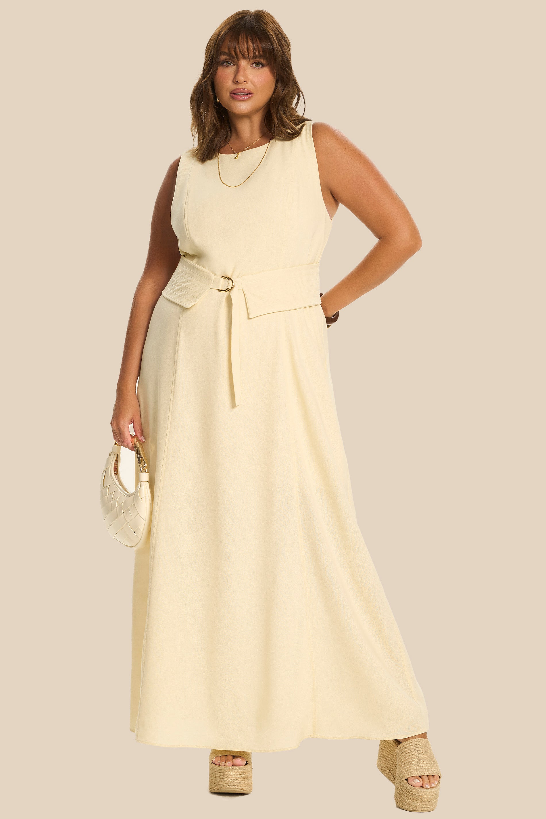 Vestido Longo Evasê em Linho com Faixa Miragem - Doce Trama
