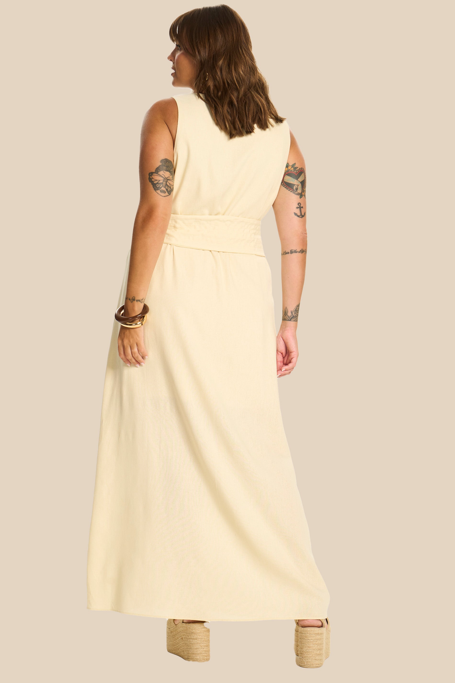 Vestido Longo Evasê em Linho com Faixa Miragem - Doce Trama