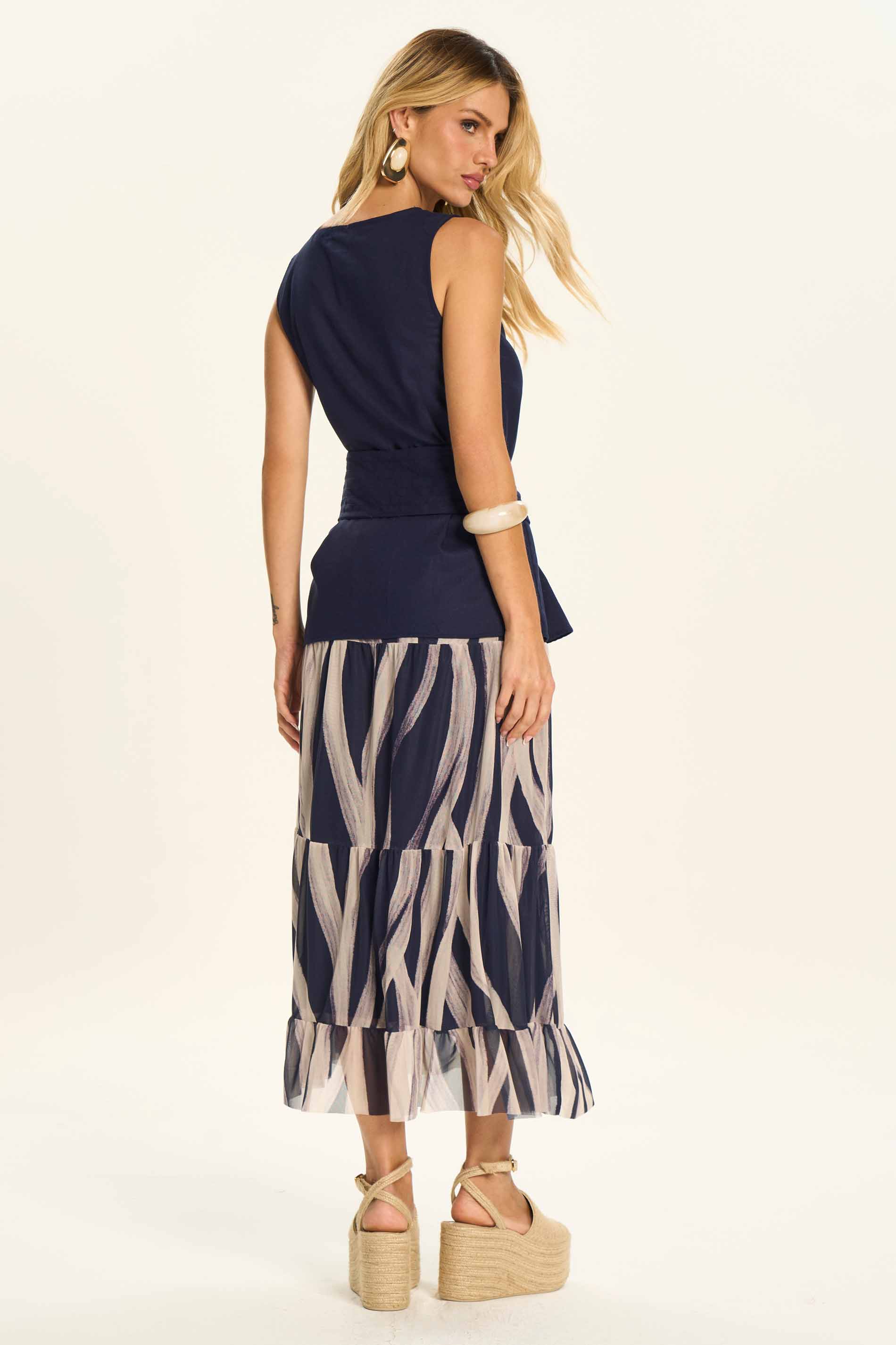Blusa Feminina em Linho com Cinto Duna  - Doce Trama
