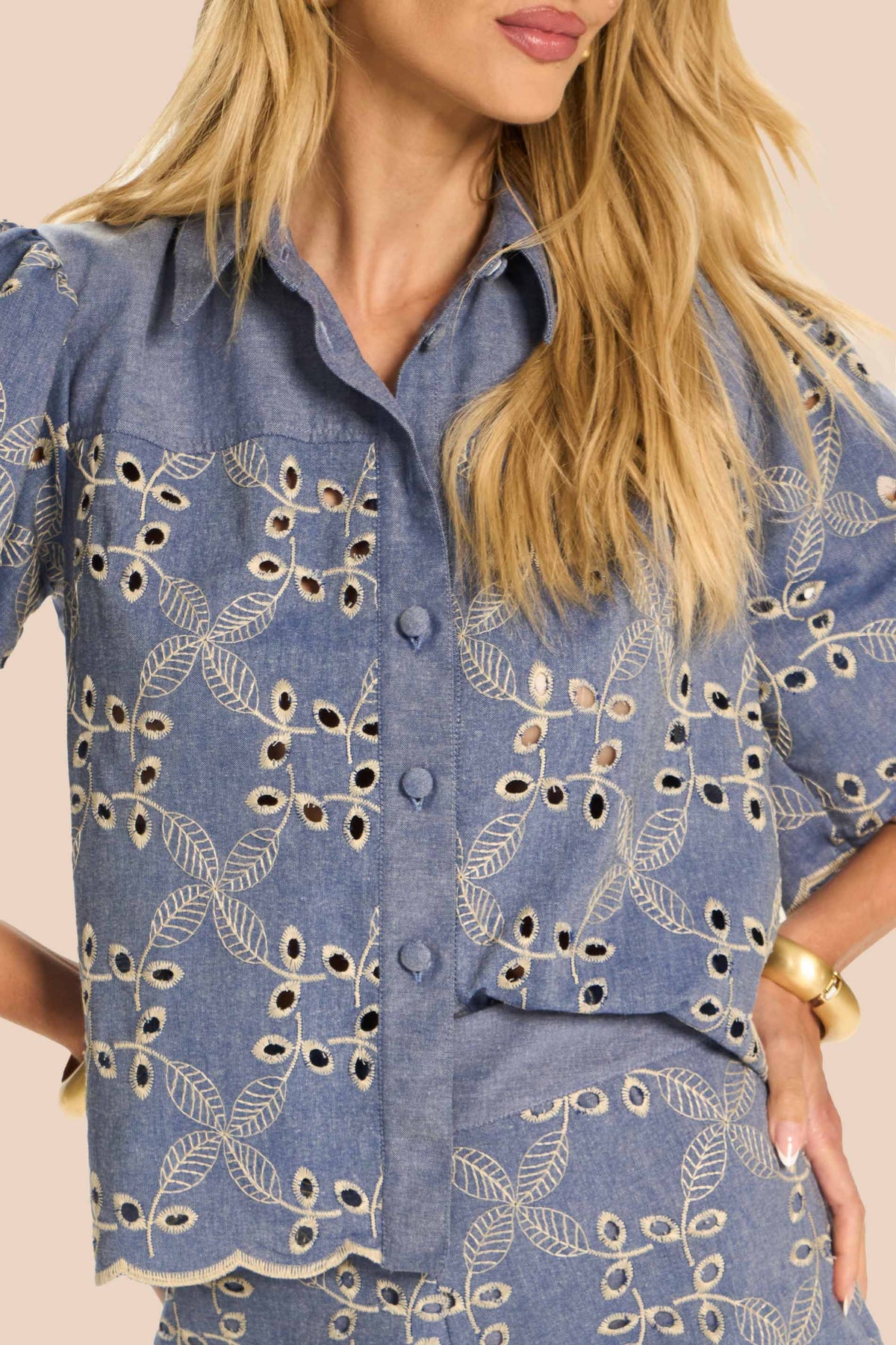 Camisa Feminina Jeans Bordado Miragem - Doce Trama