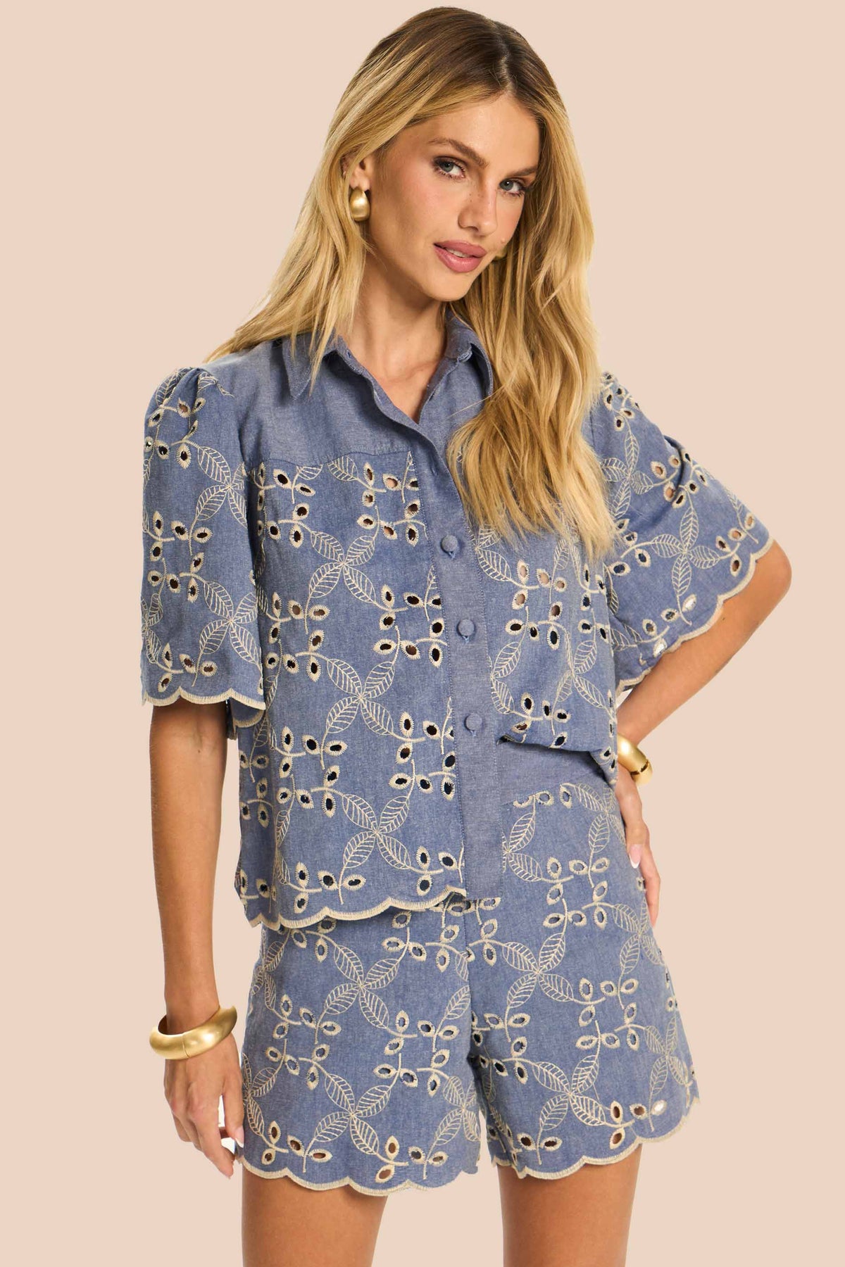 Camisa Feminina Jeans Bordado Miragem - Doce Trama