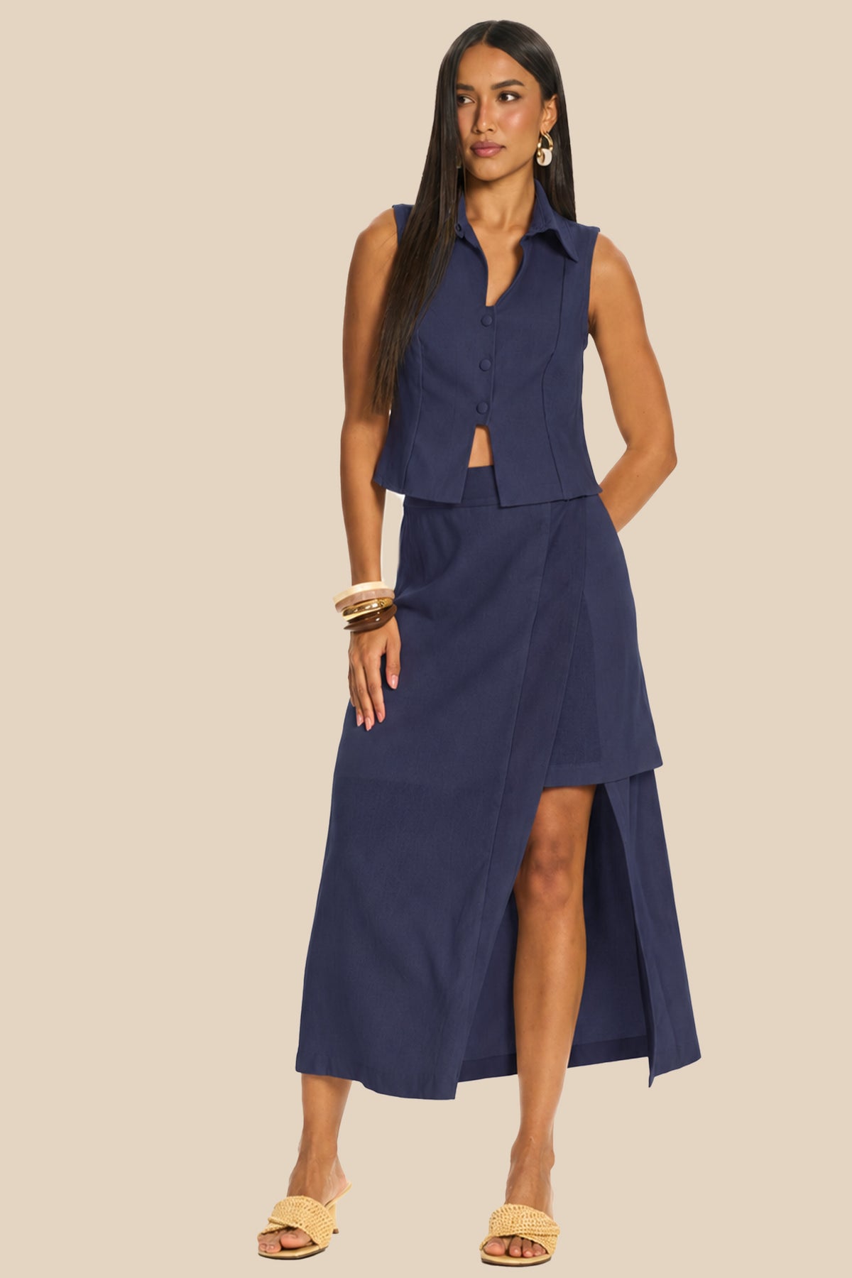 Camisa Cropped Feminina em Linho Miragem - Doce Trama
