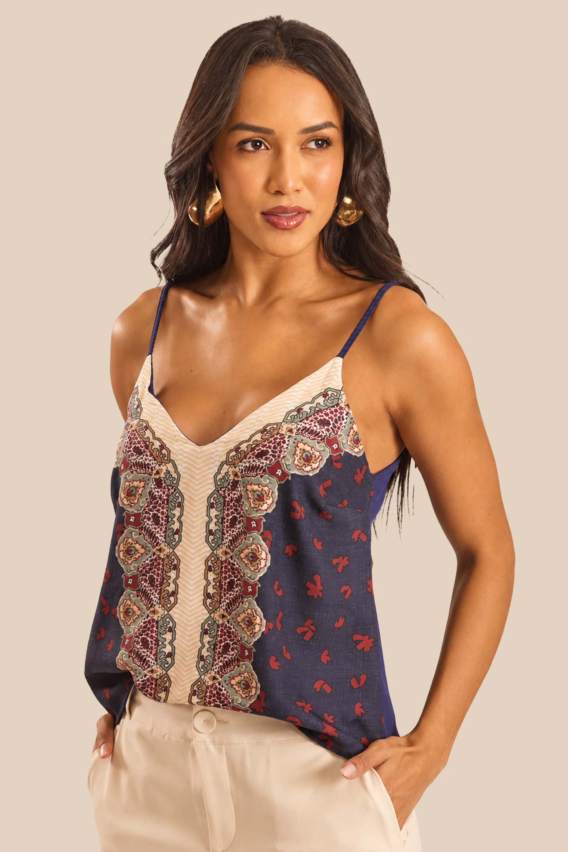 Blusa de Alças Reguláveis Estampada Miragem - Doce Trama