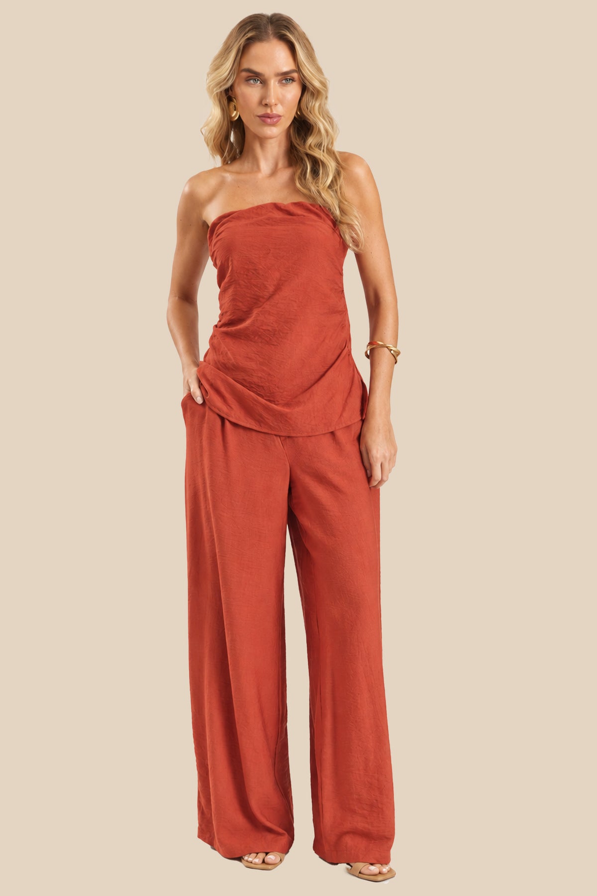 Calça Pantalona Creponada Miragem - Doce Trama