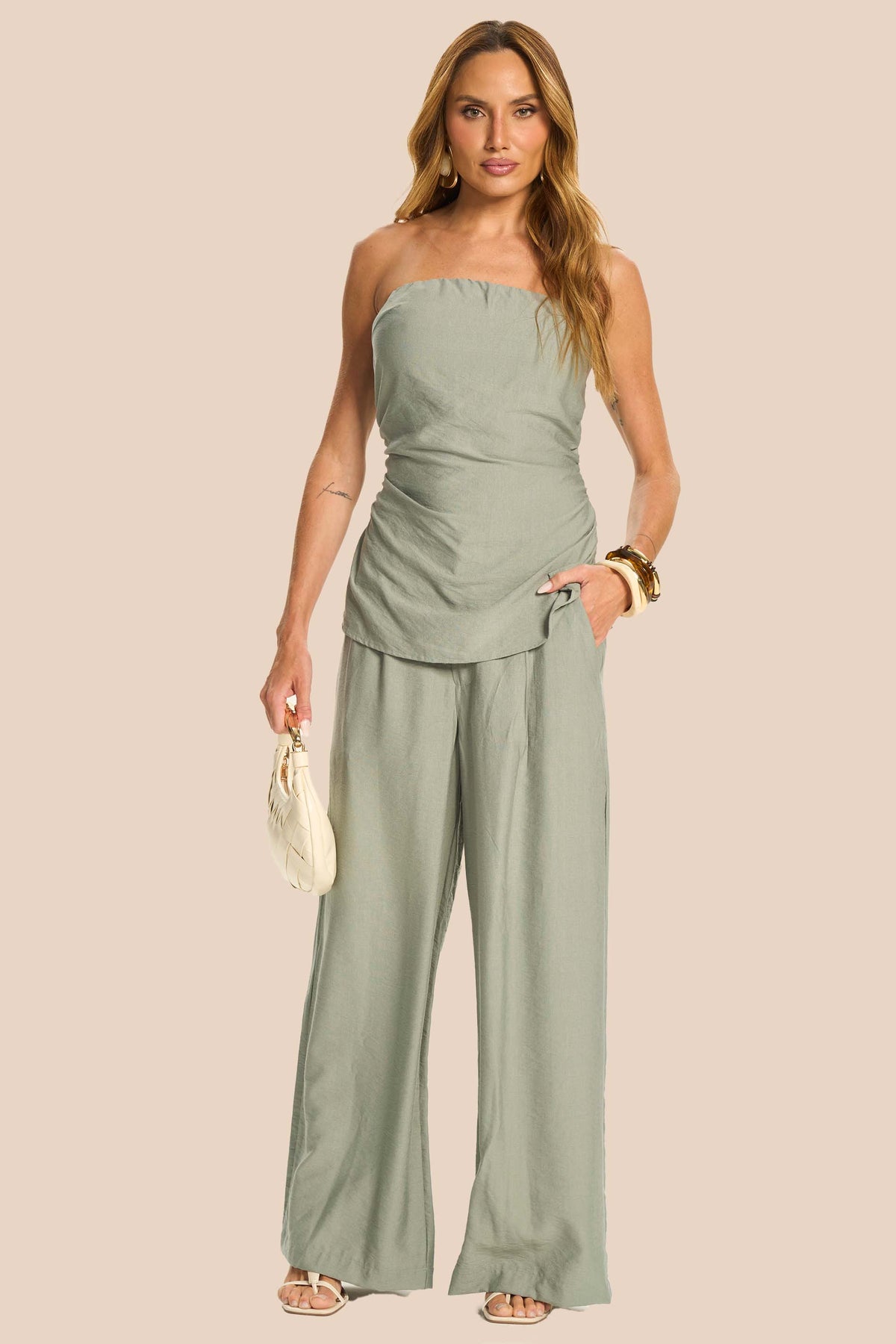 Calça Pantalona Creponada Miragem - Doce Trama